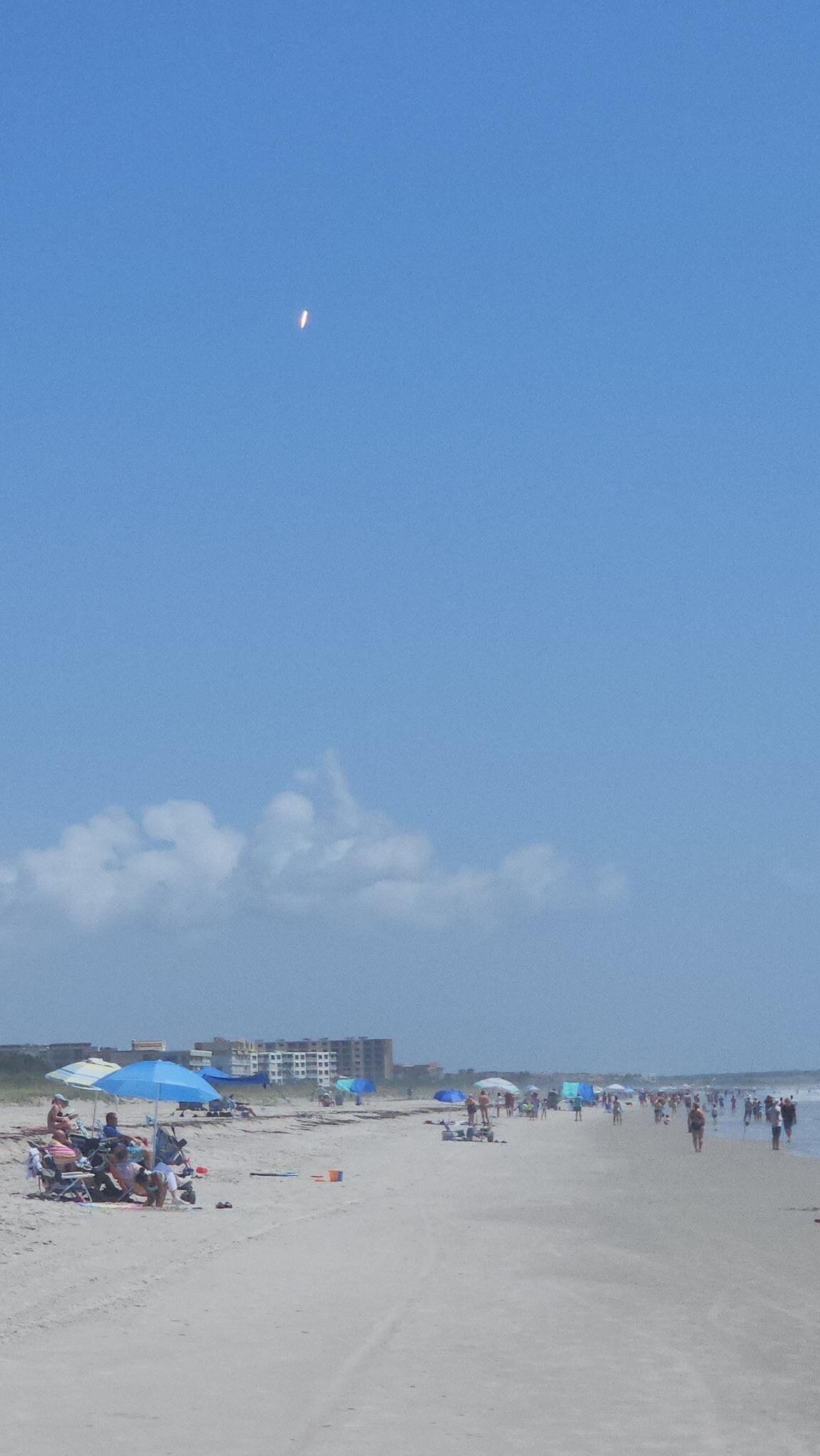 Caught a rocket launch right from the beach—such an incredible sight!









