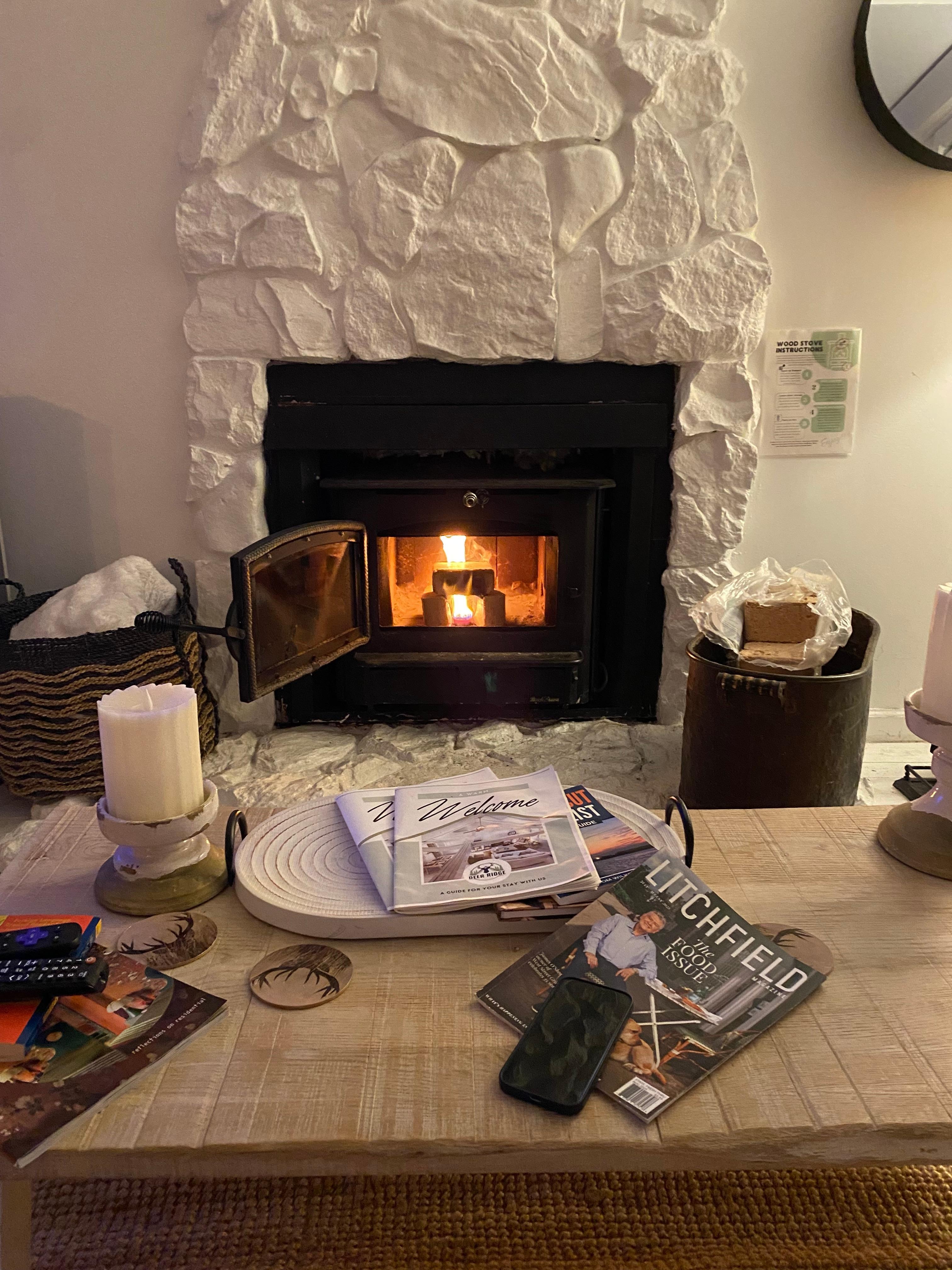 The fireplace was a bonus during our winter stay. 