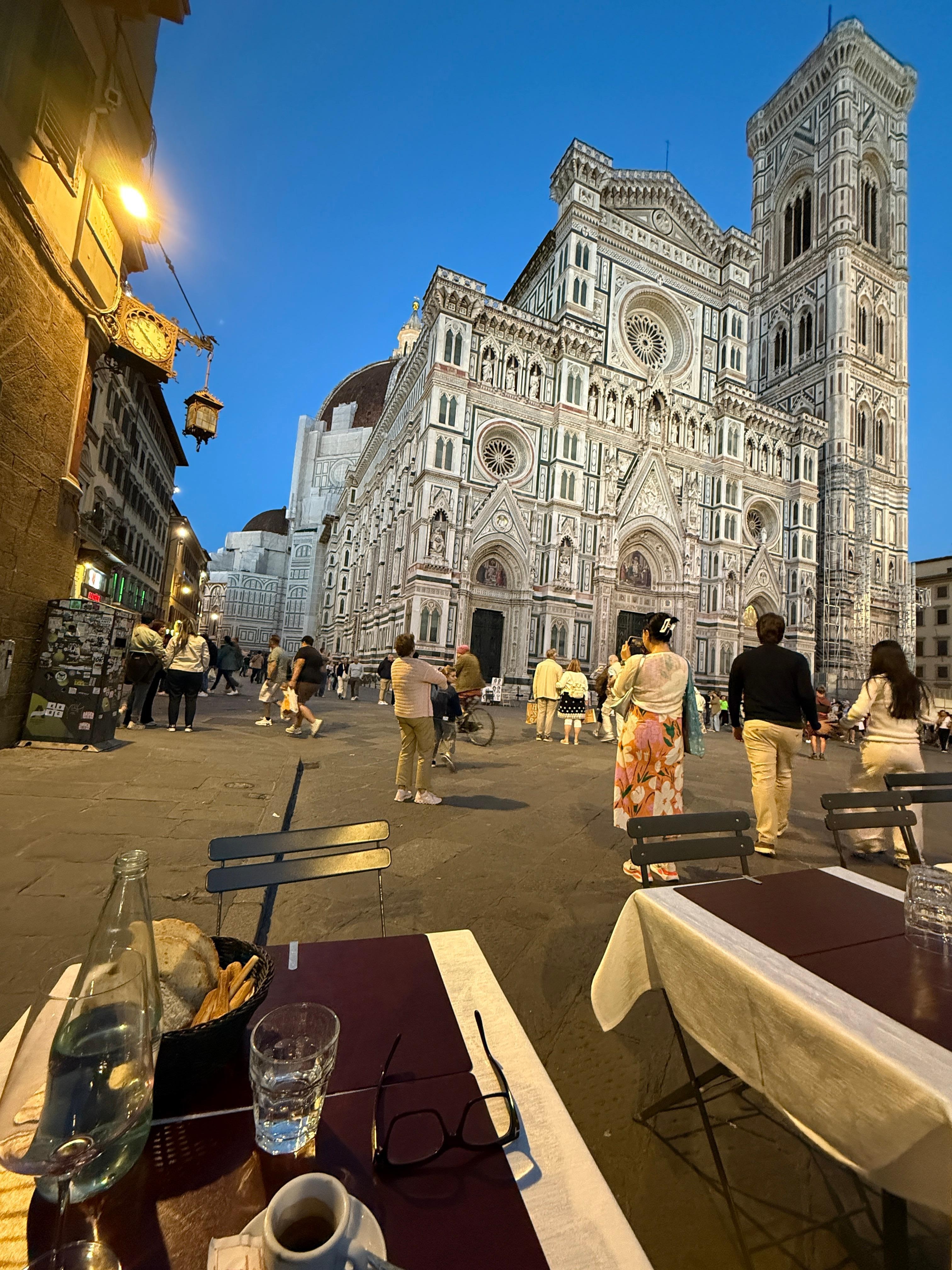 Dinner at sunset outside by the Duomo 