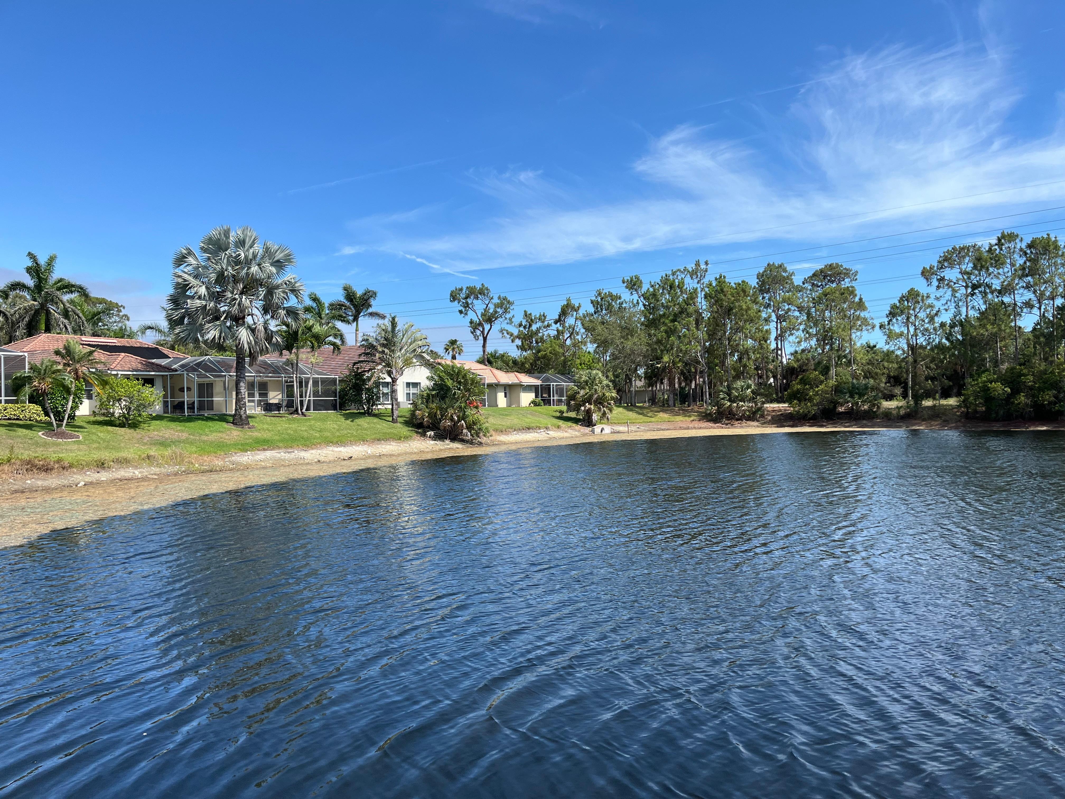 View from the lake looking at the back of the villa 