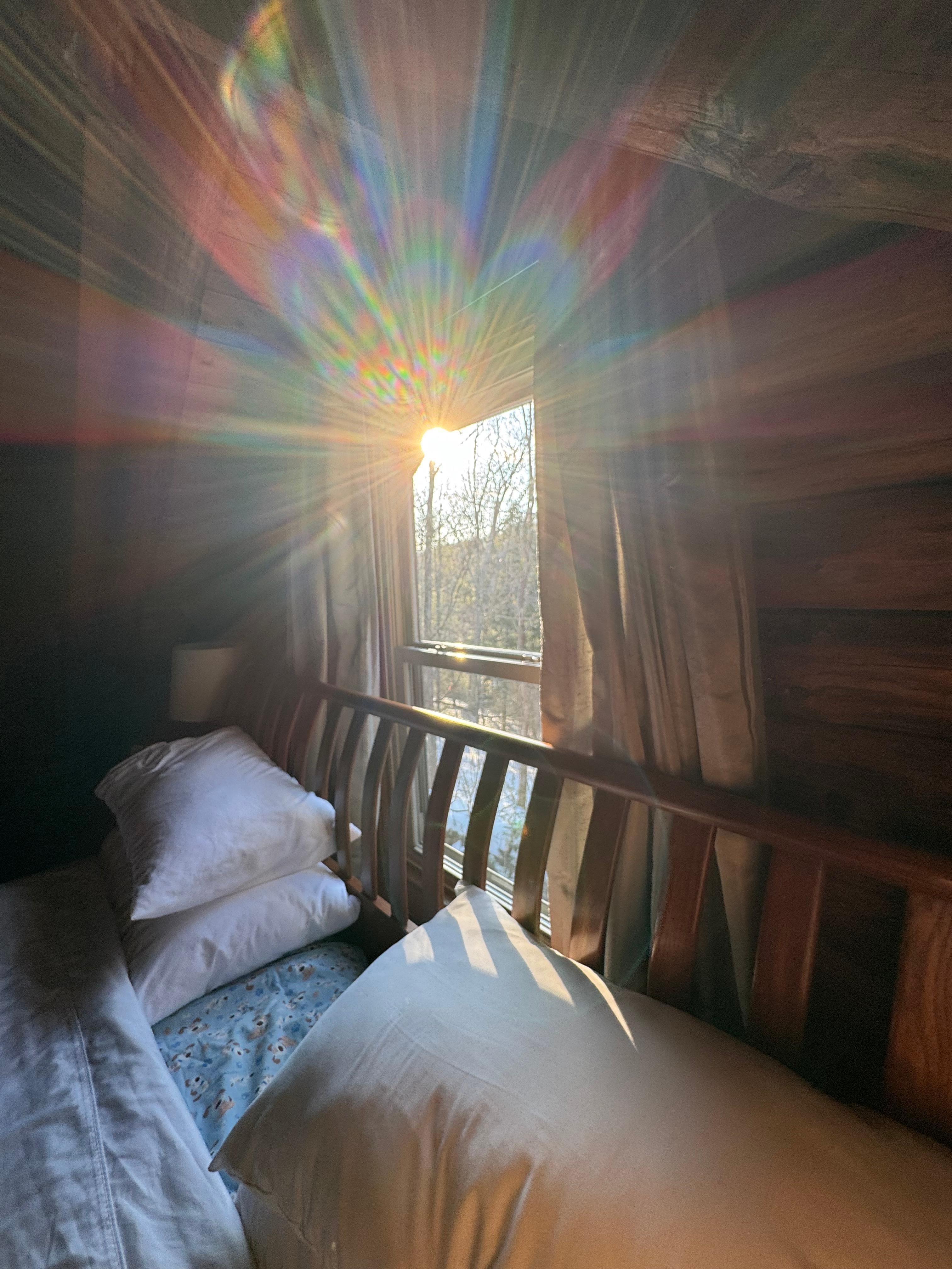 Morning sun streaming thru upstairs bedroom window