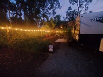 Outdoor evening lounge area