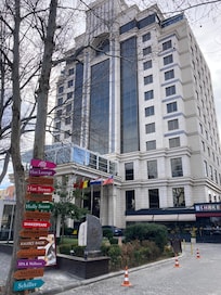 View of approach to hotel