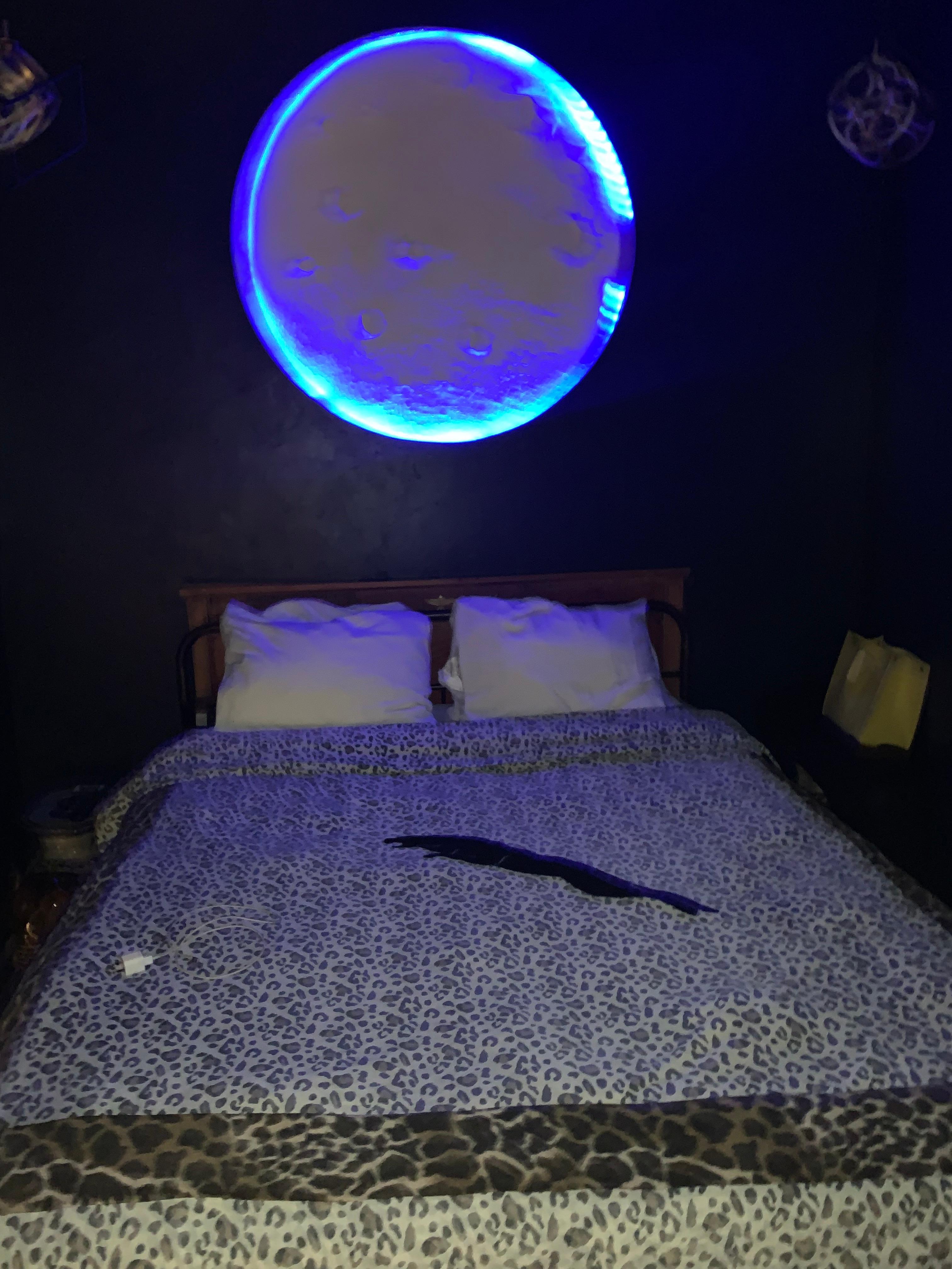 Blue moon over Queen size bed 