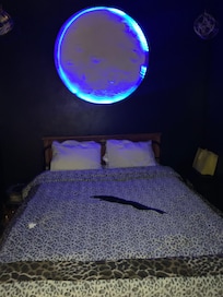 Blue moon over Queen size bed