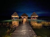 Waterfront lighting at night