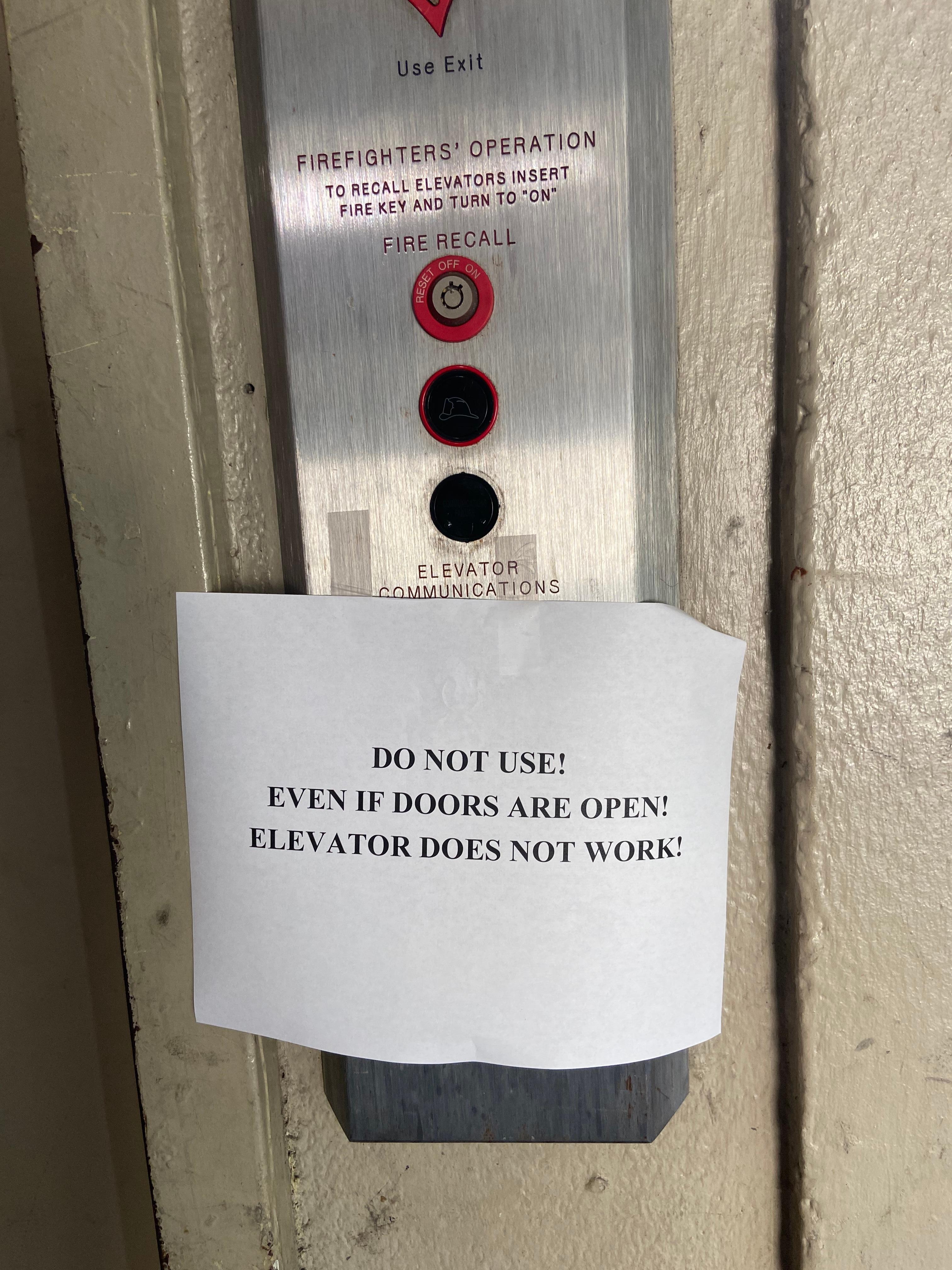 Elevators not working