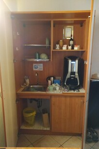 Kitchen area filled with goodies.