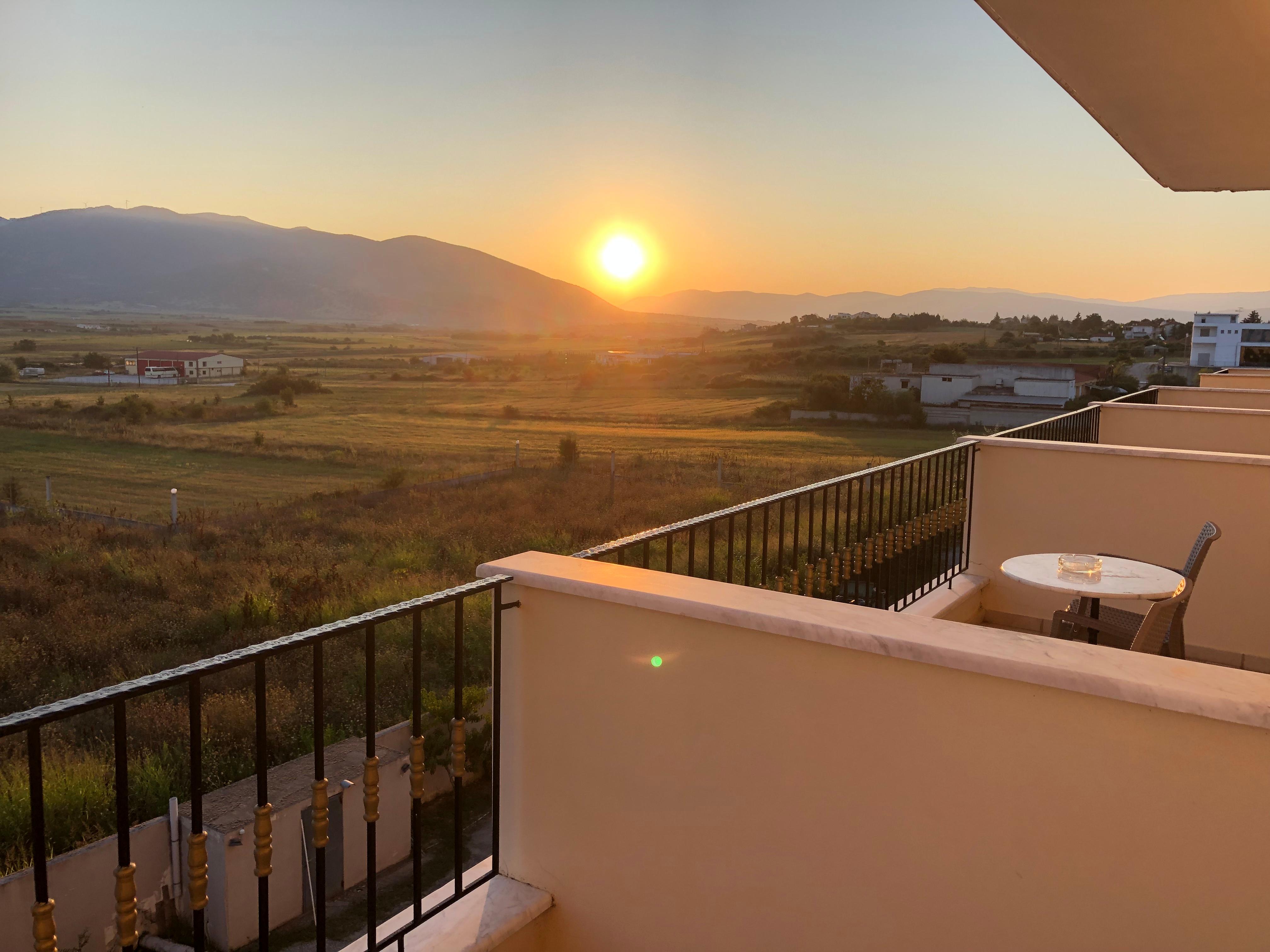 View back rooms of hotel quiet and peacefull with mountains