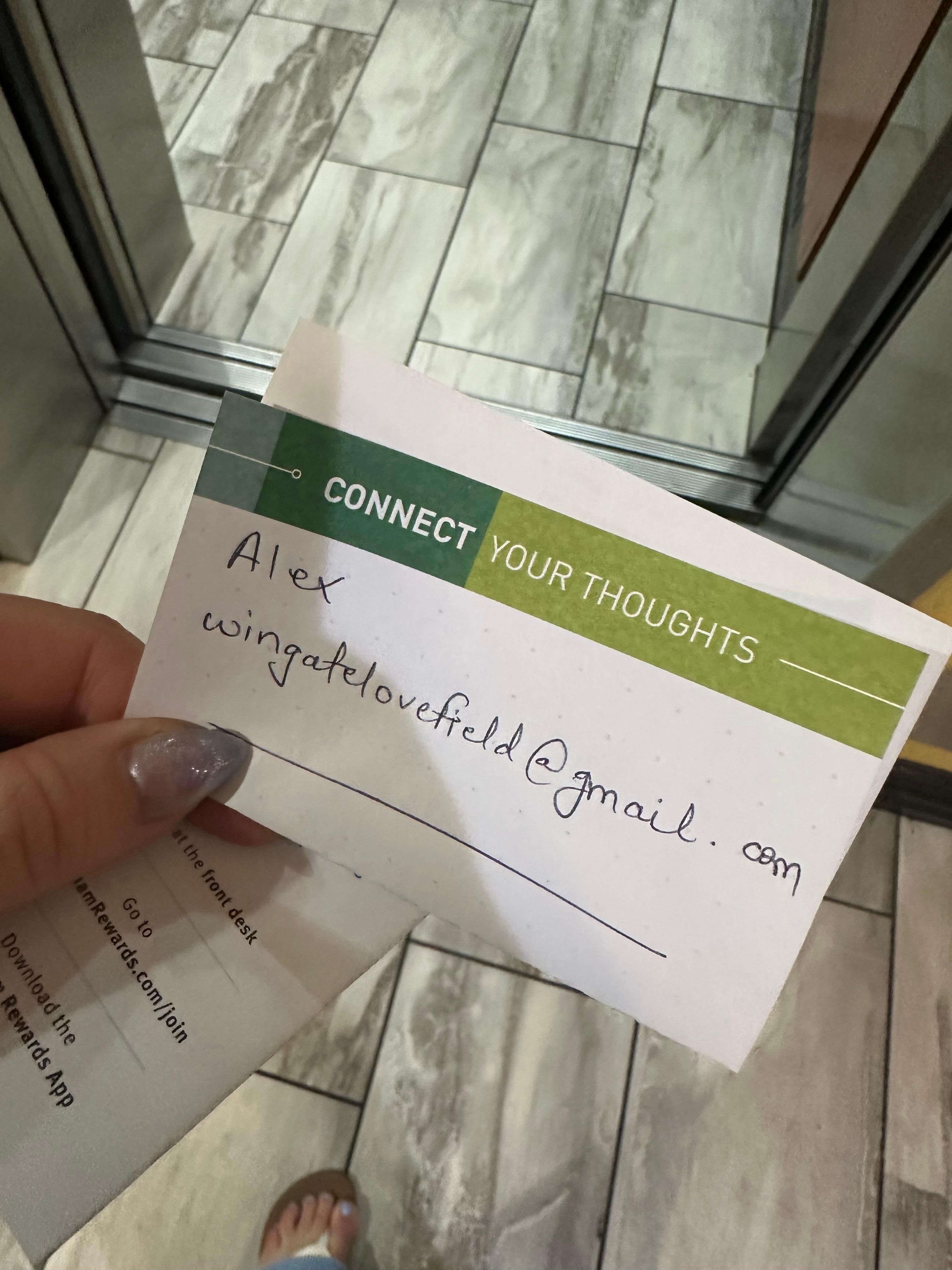 Managers email on piece of paper