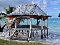 It was a very high tide so water came right up under the fale