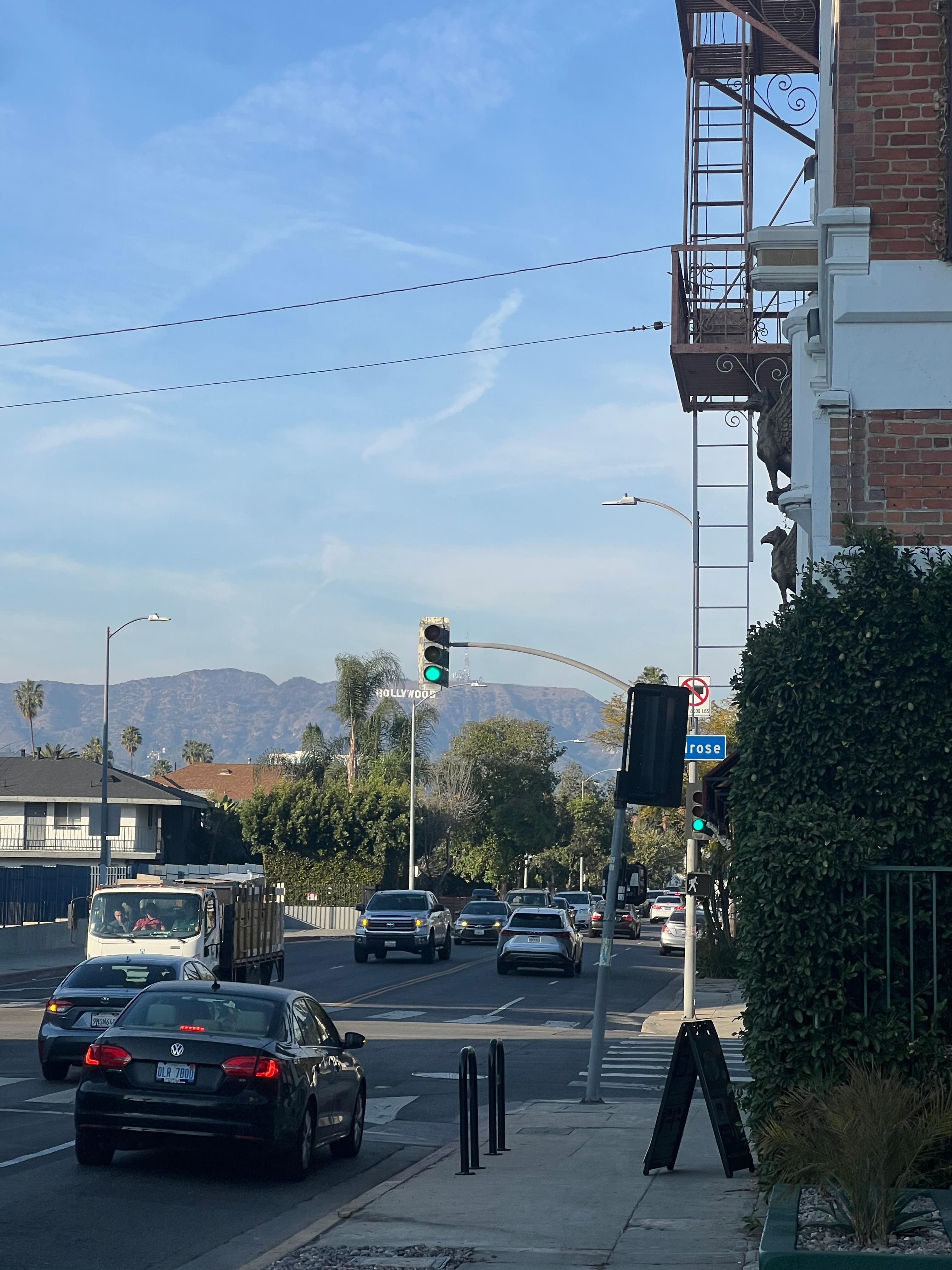 Hollywood Sign in the distance. 