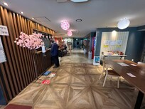 Lobby walking in. Free coffee and tea available.
