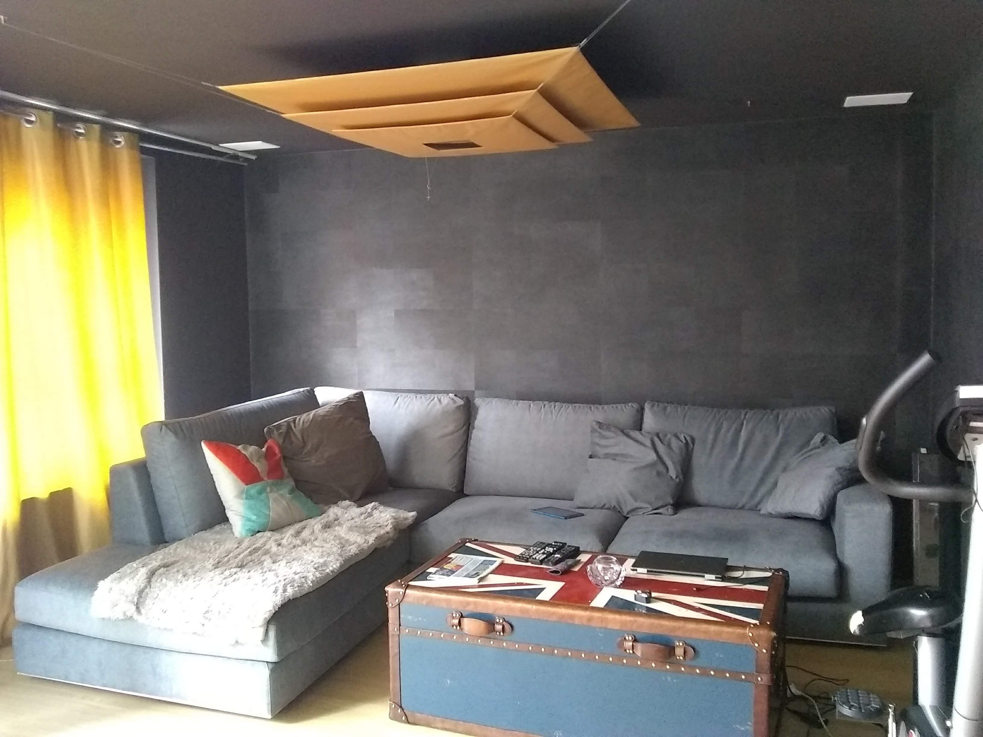 Living Room - kept nice and cool by the coloring and lower ceiling during the heat wave