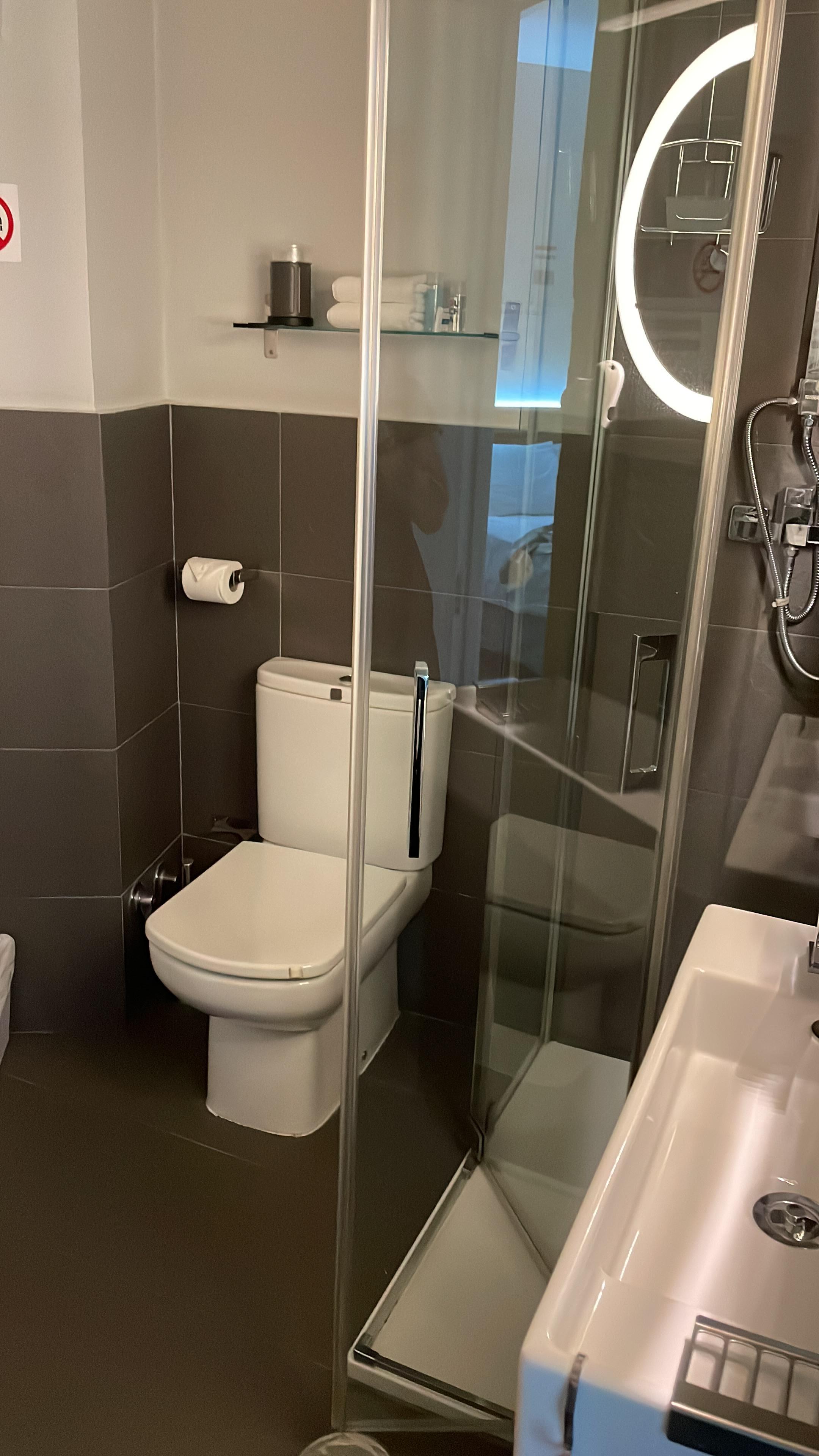 Private Bathroom with rainfall shower. Very clean and modern.