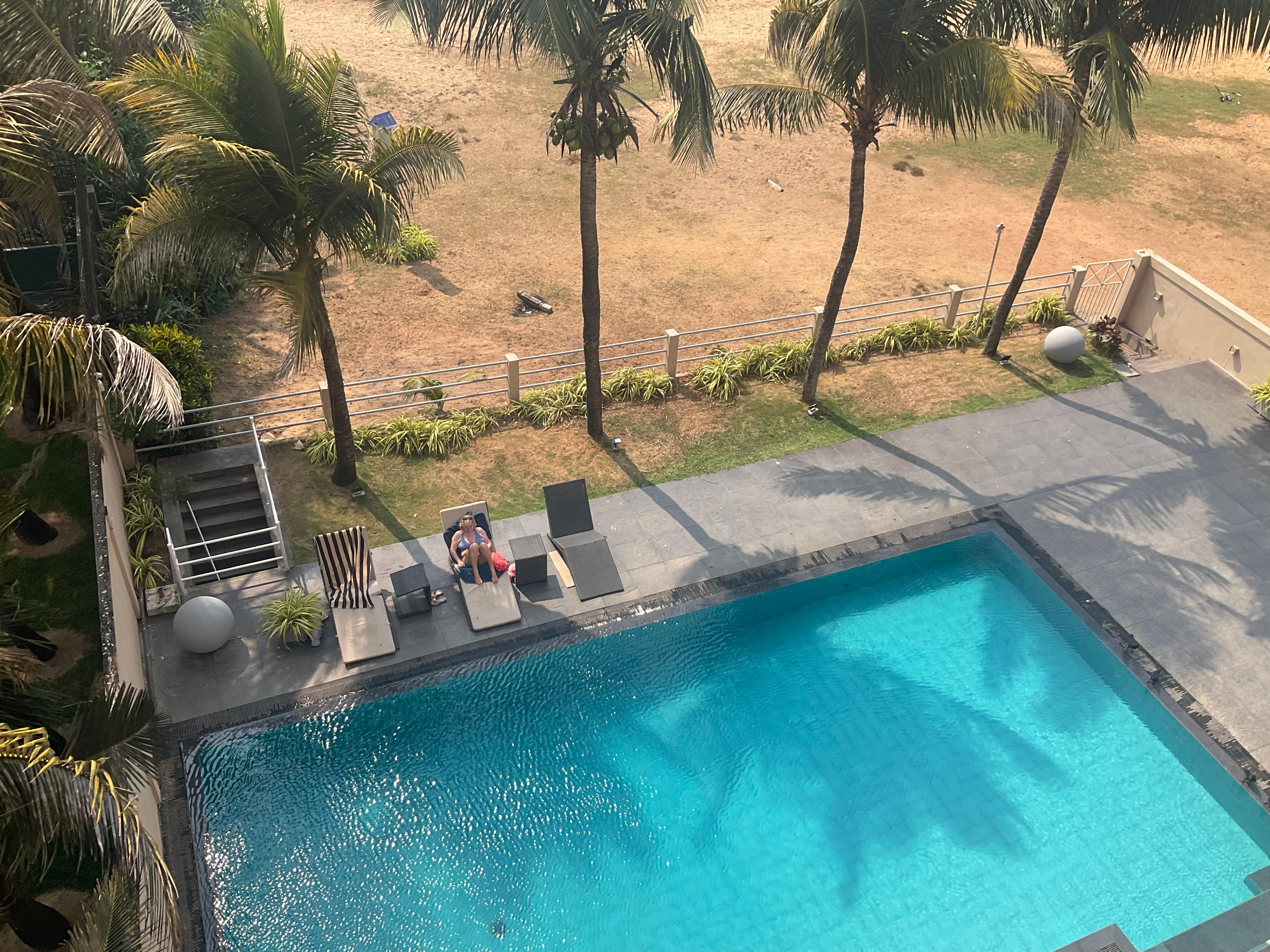 The view of the pool from our large balcony. 