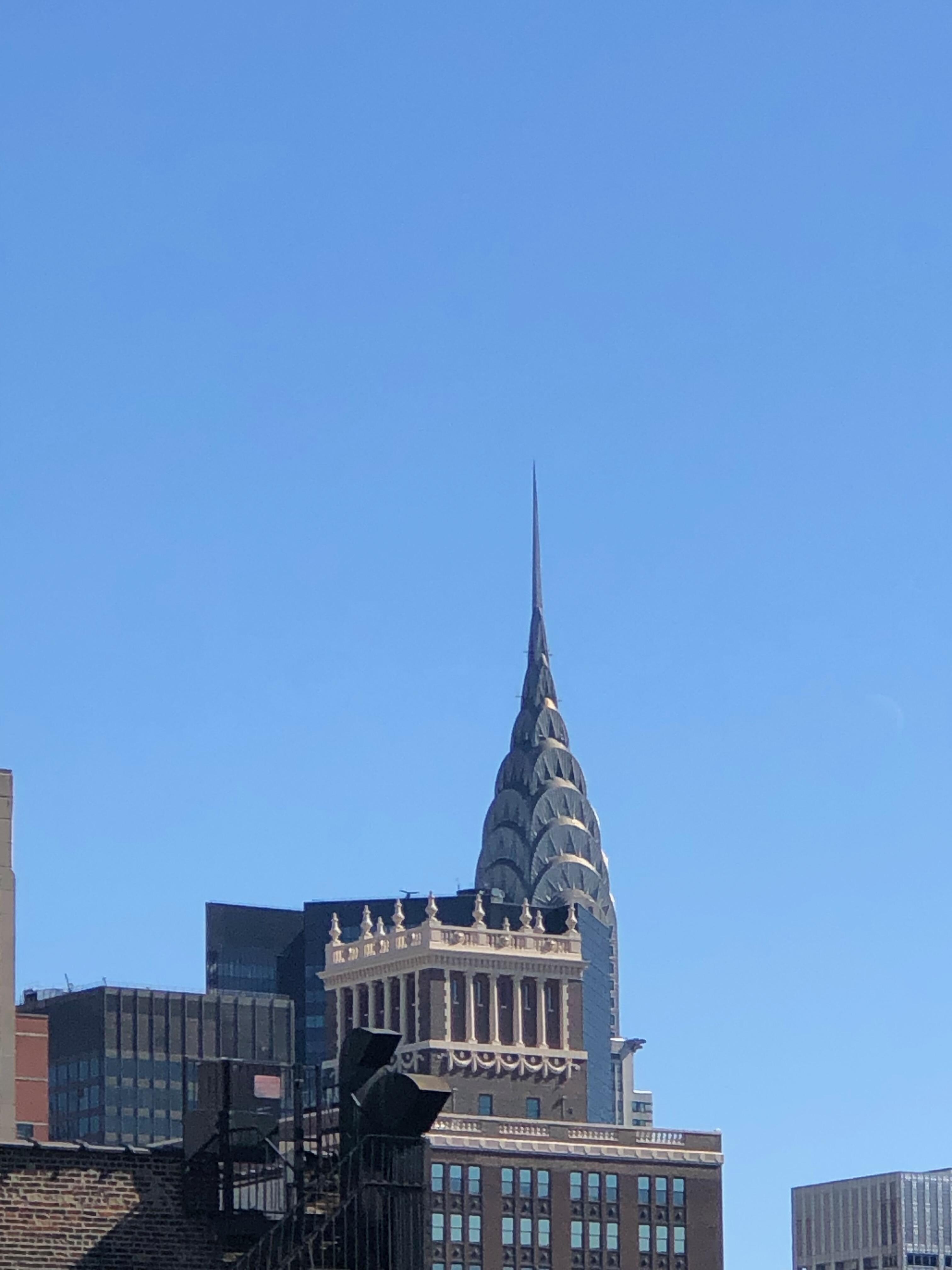 View from the hotel terrace on the rooftop: the Chrysler Building