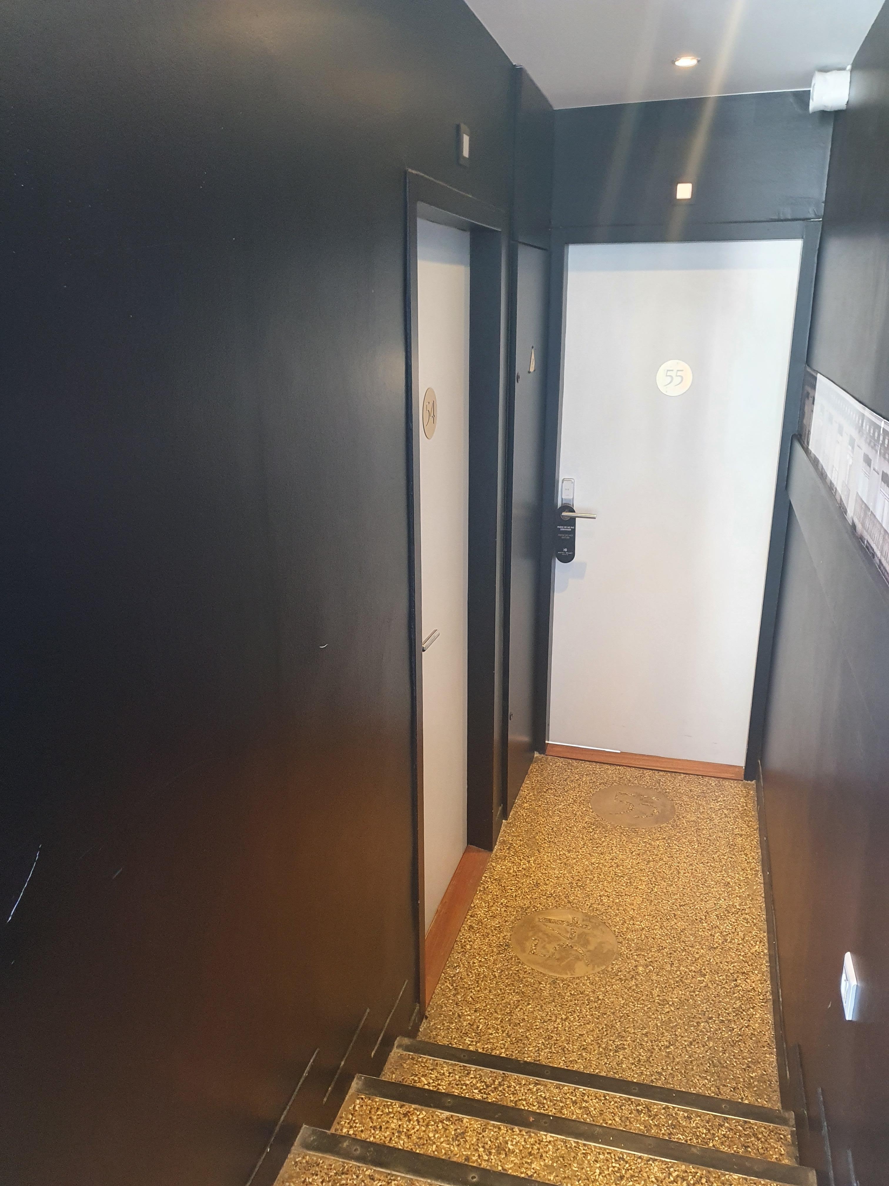 These rooms are separate, not connected at all. Corridor is accessible to other hotel guests so cannot leave doors open for that 'connected' feeling.