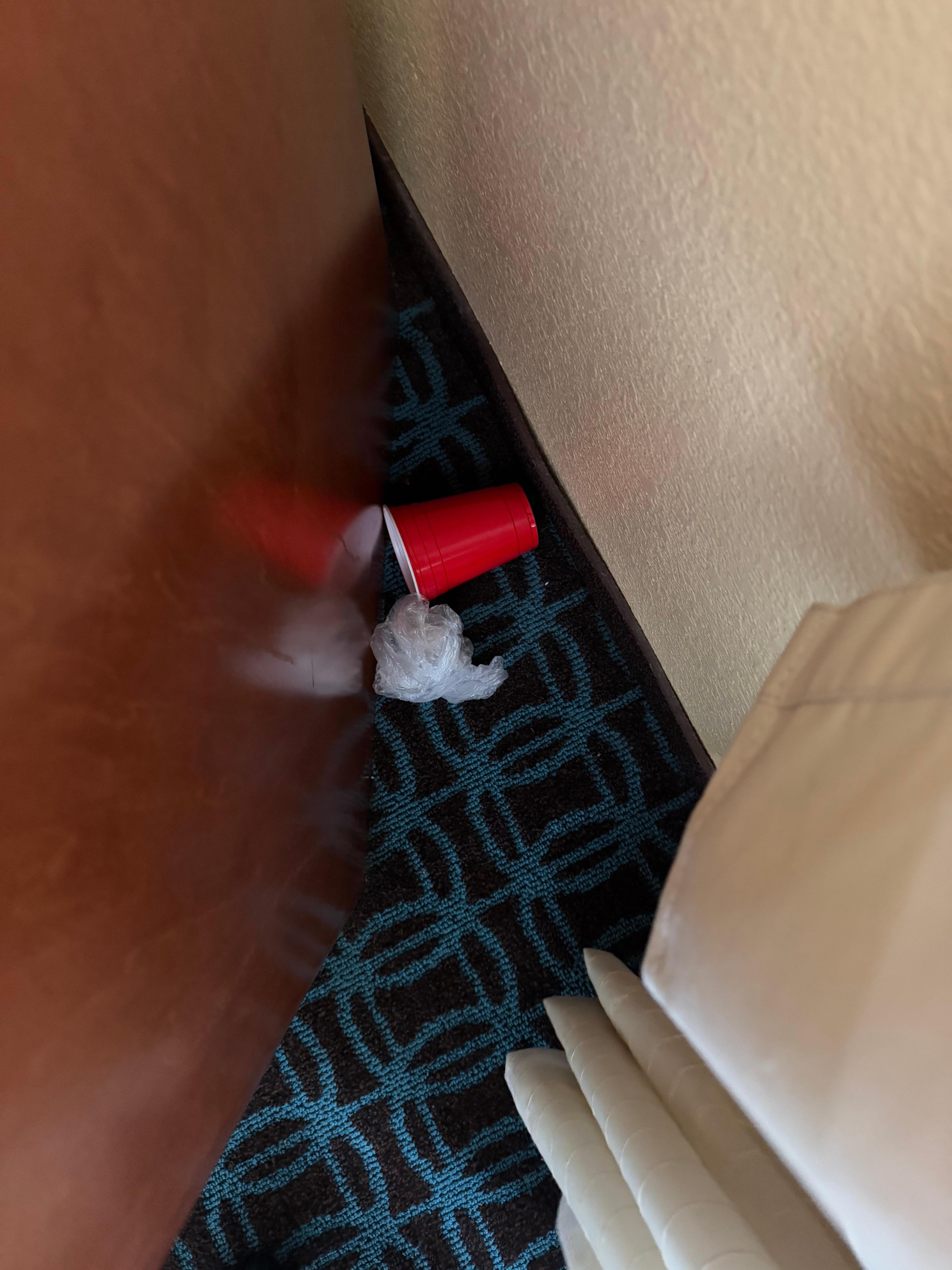 Trash left by previous people in room never cleaned by staff