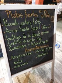 Menu au restaurant panaméen
