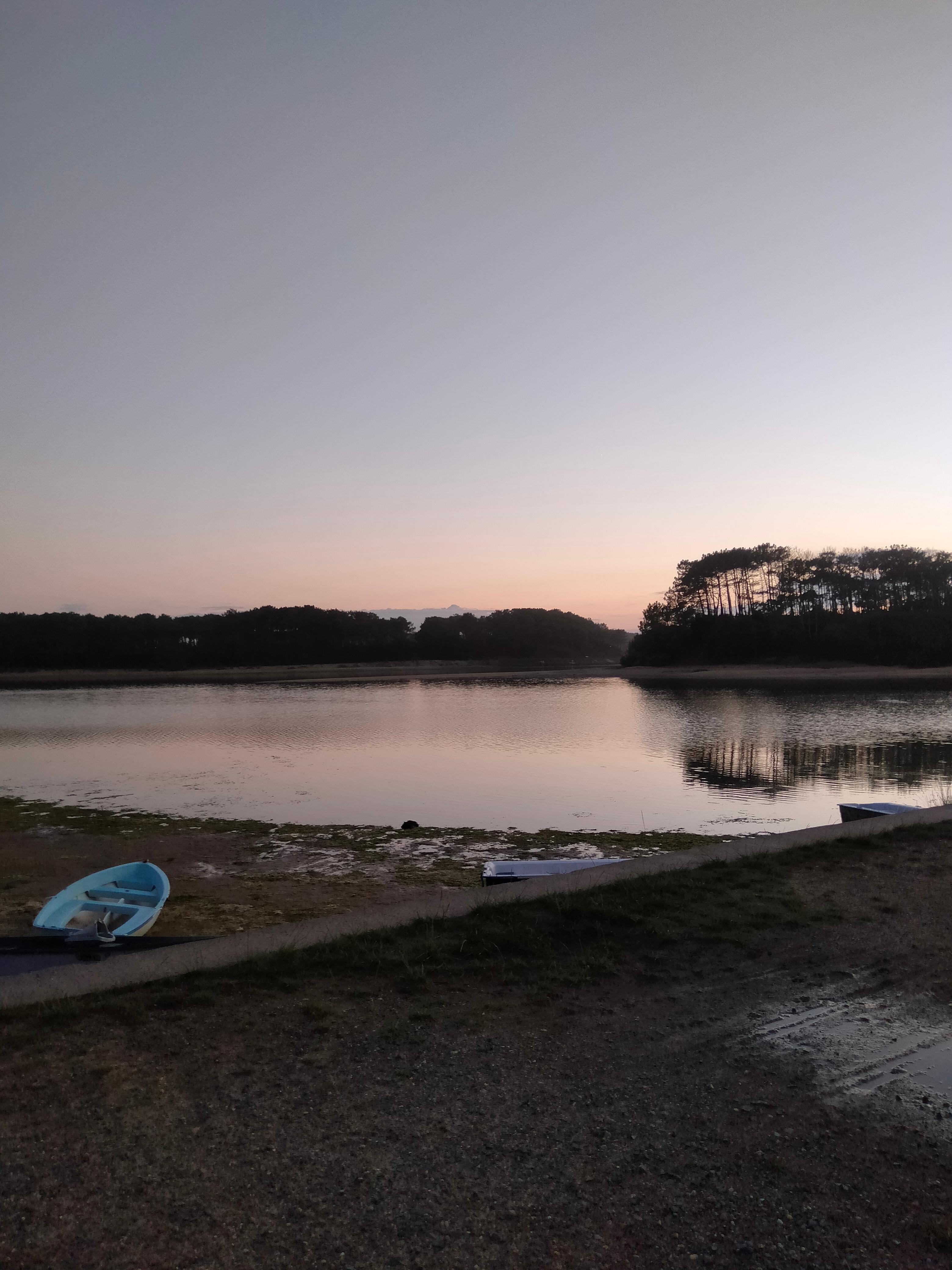 Coucher de soleil sur le lac marin de Soustons Vieux-boucau