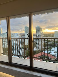 View from the bedroom in the evening.