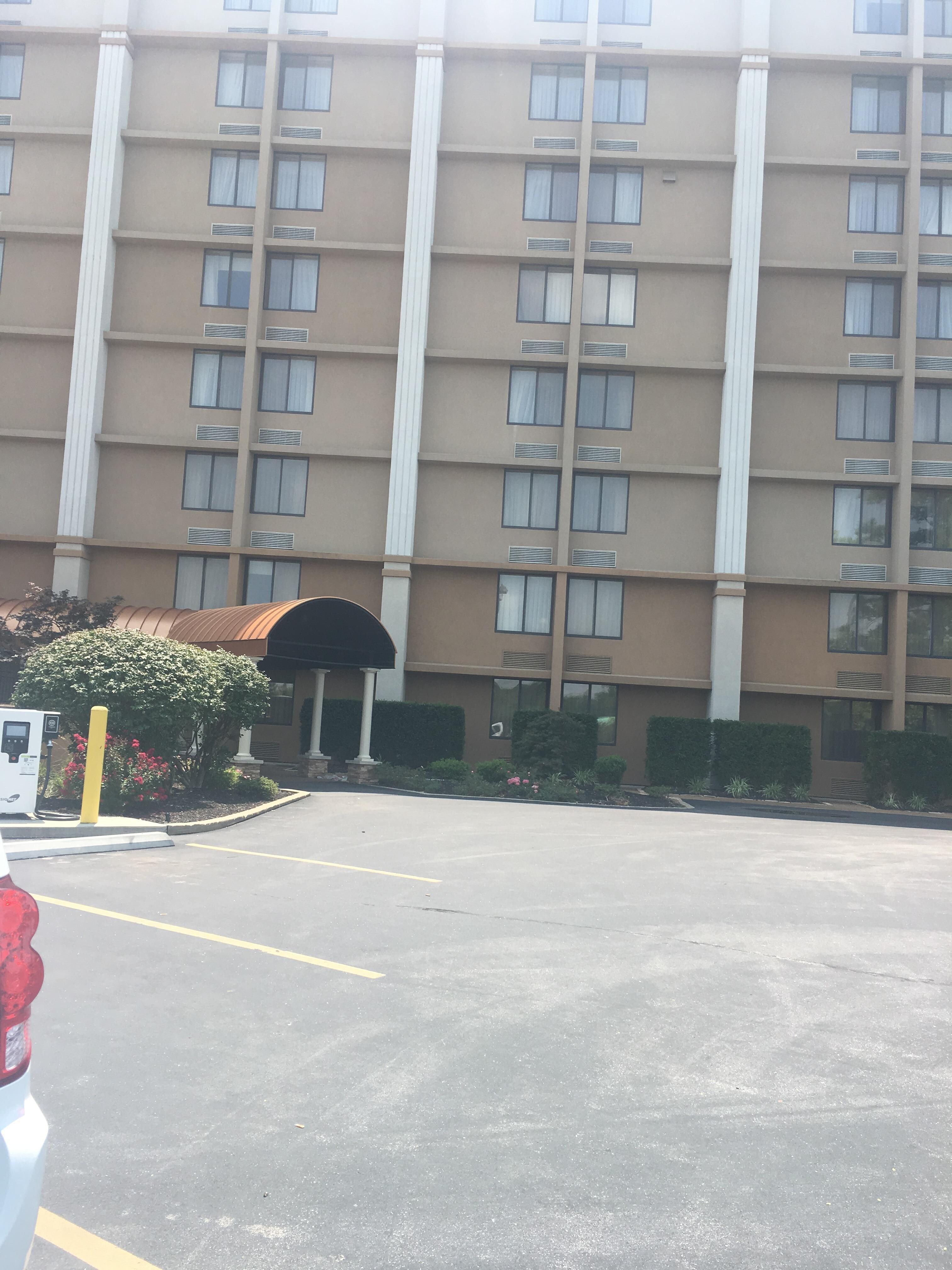 Outside the hotel
