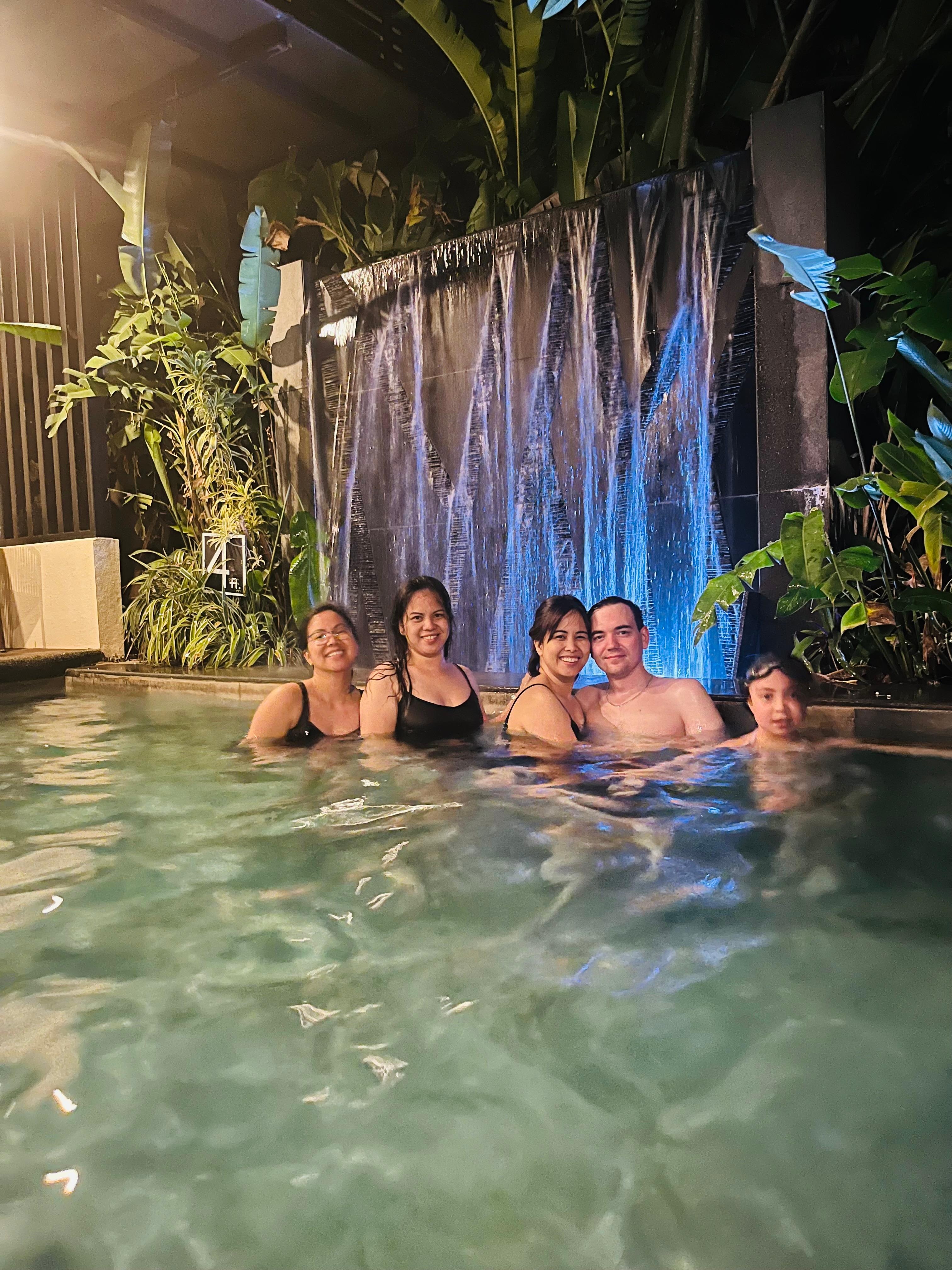 Inside the hotel in one of their pools.