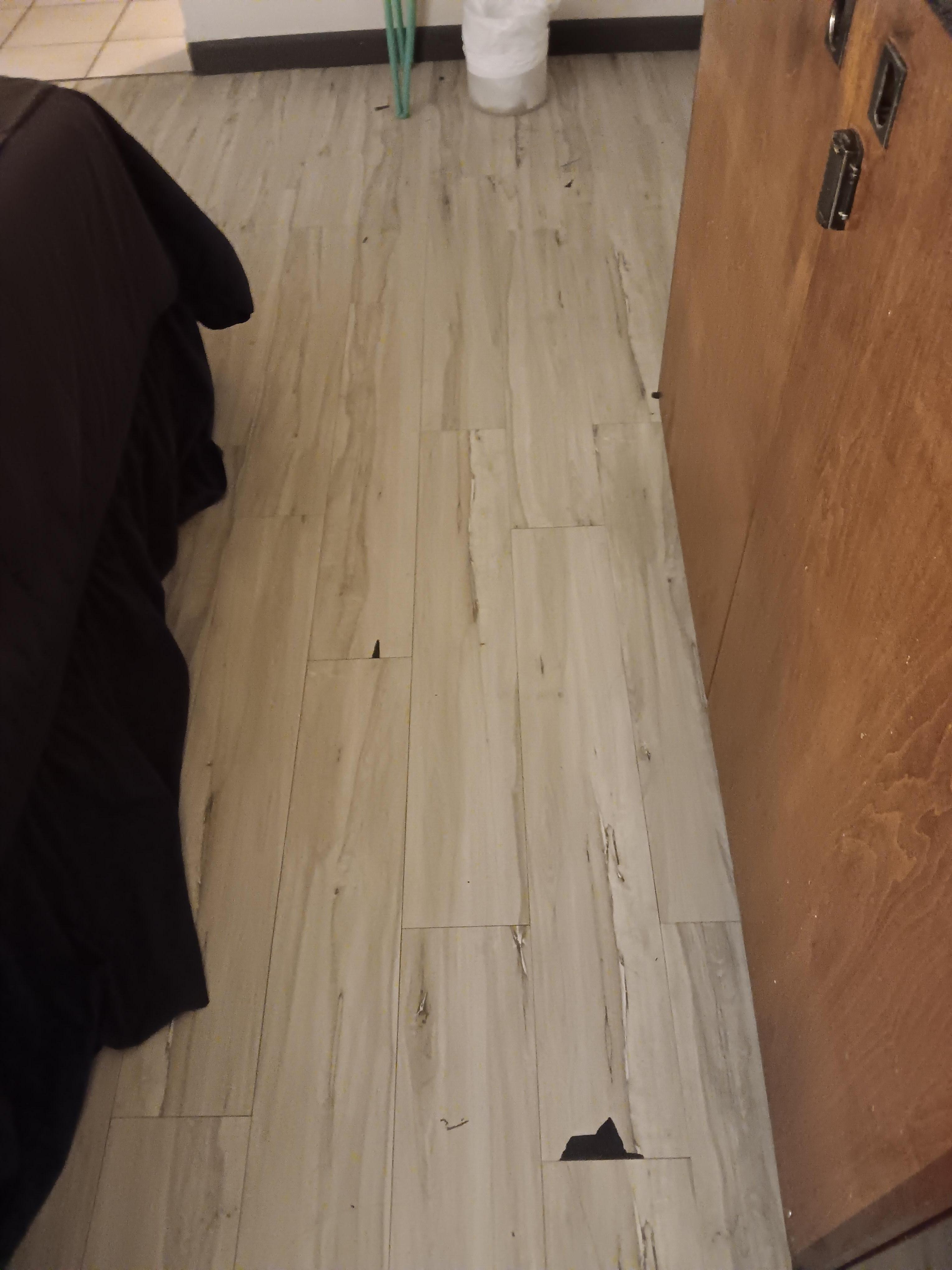 Peeling flooring 