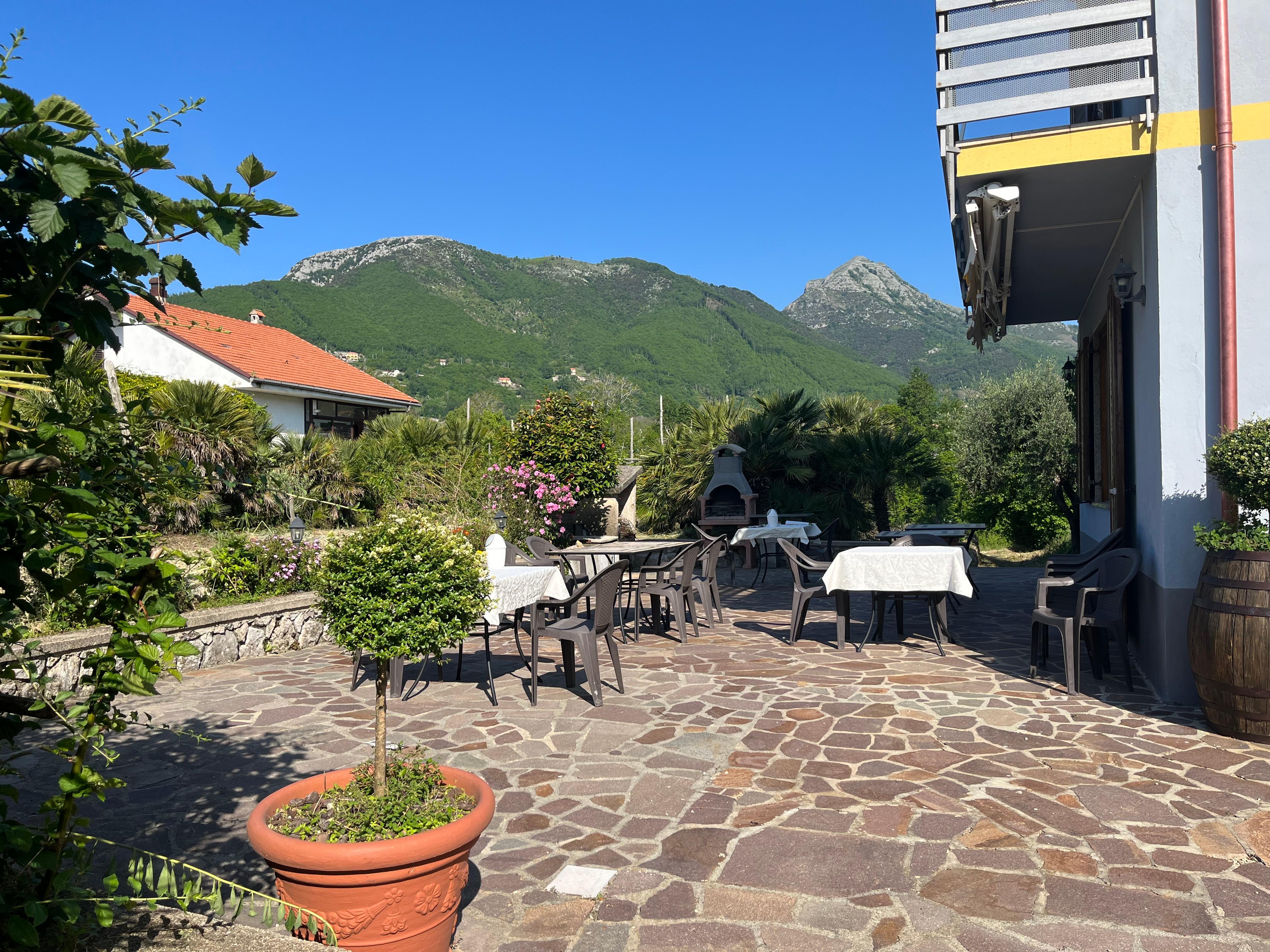 We ate breakfast on the patio in the morning. 