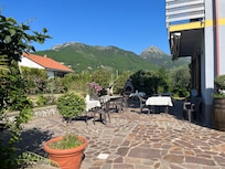 We ate breakfast on the patio in the morning.