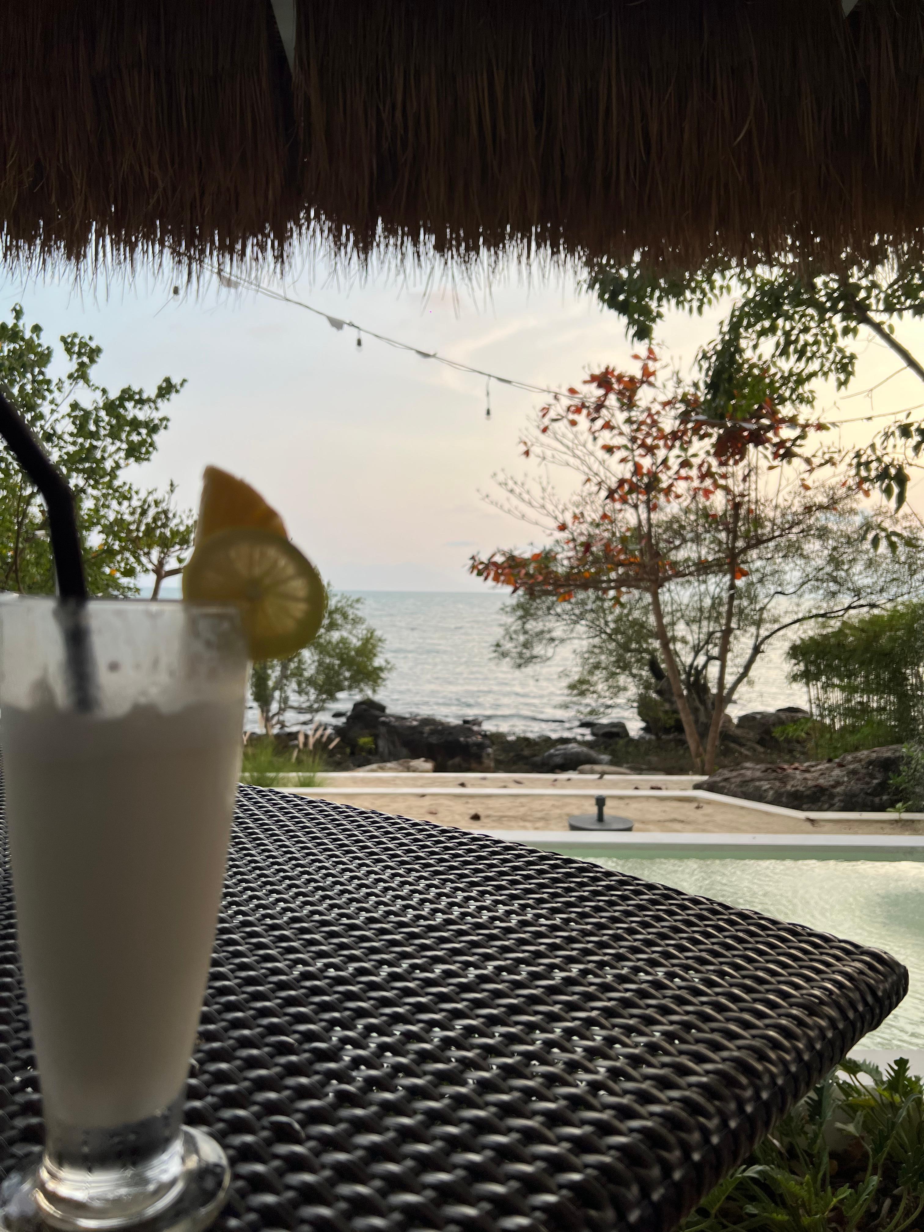 Pina colada by the sea