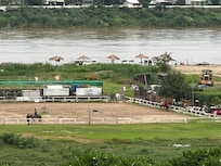 View of the Mekong from our room. We walked down here to put feet in