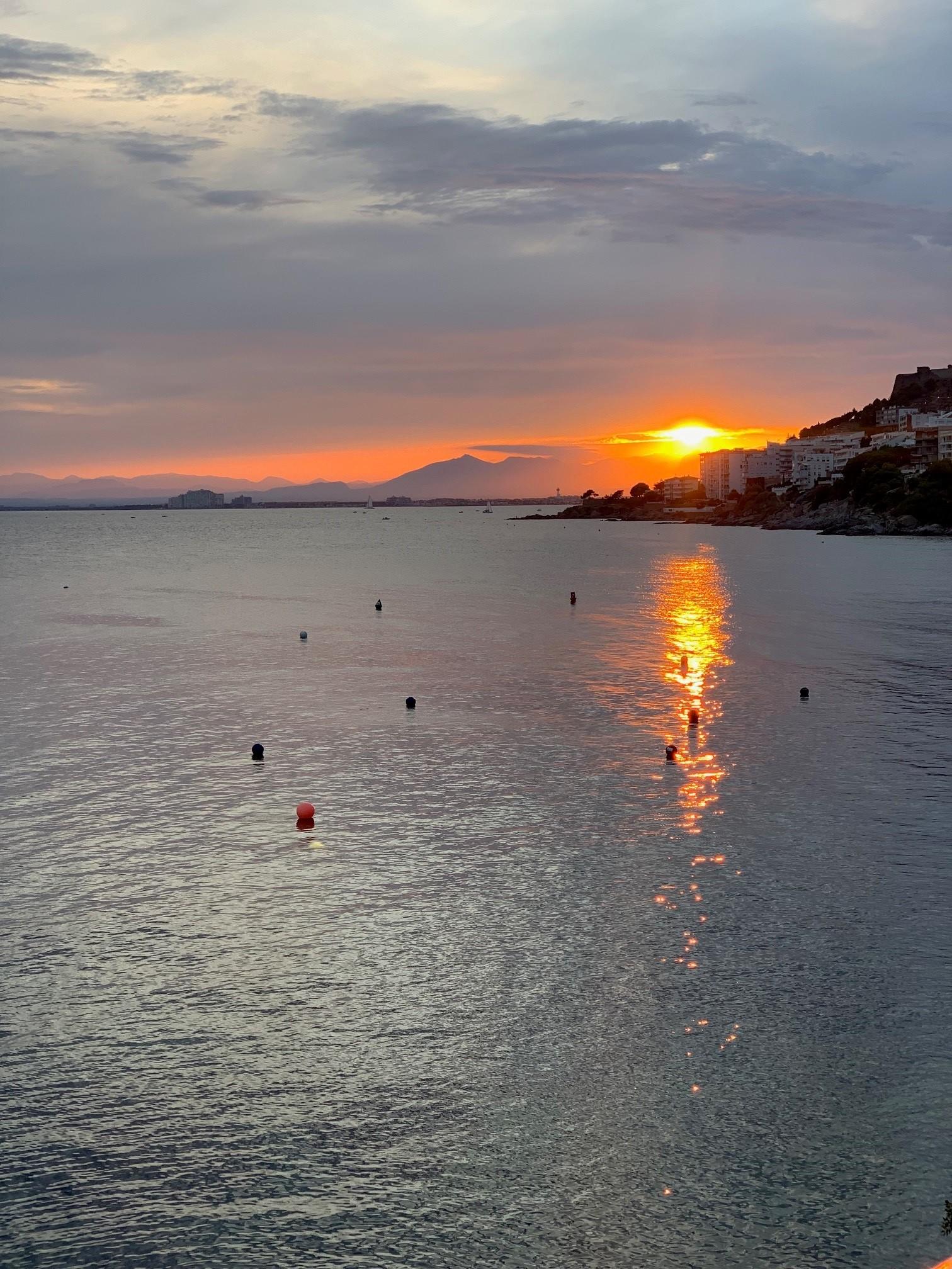 Sunset View from the hotel.  Sipping champagne before dinner at one of their outside tables 