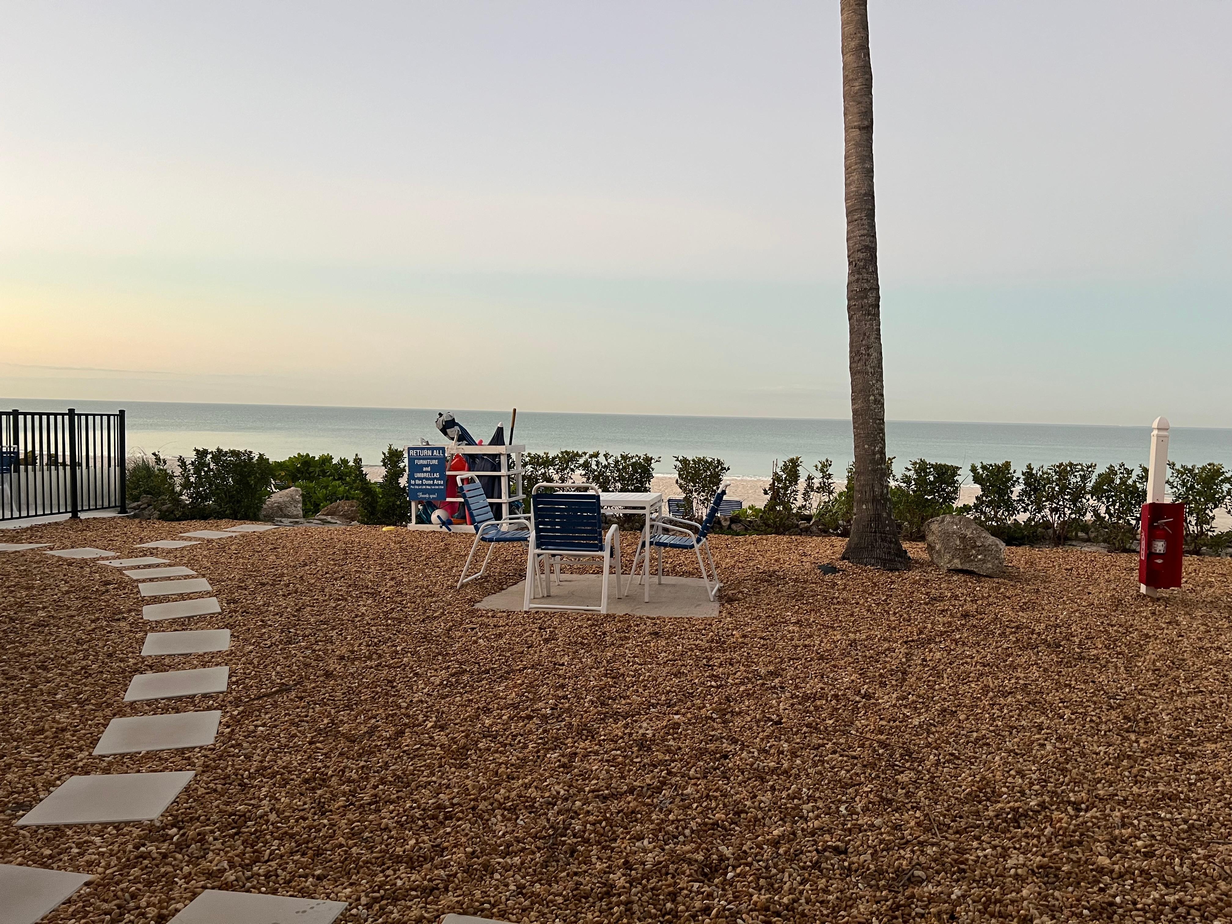 Looking outside the sliding glass doors of the Room