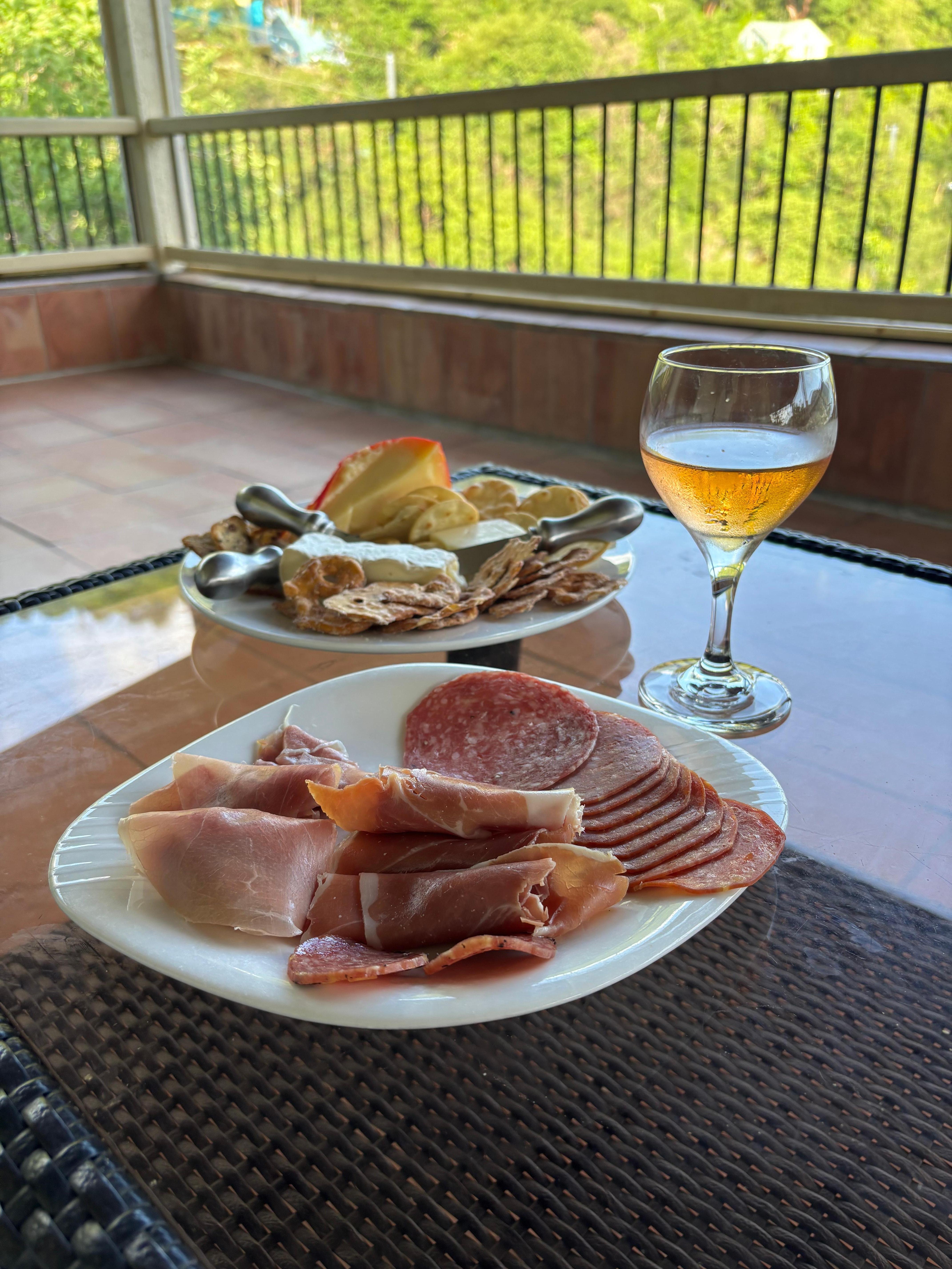 Drinks and snacks on the porch