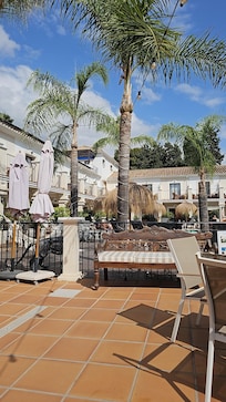 Hotel bar and pool area