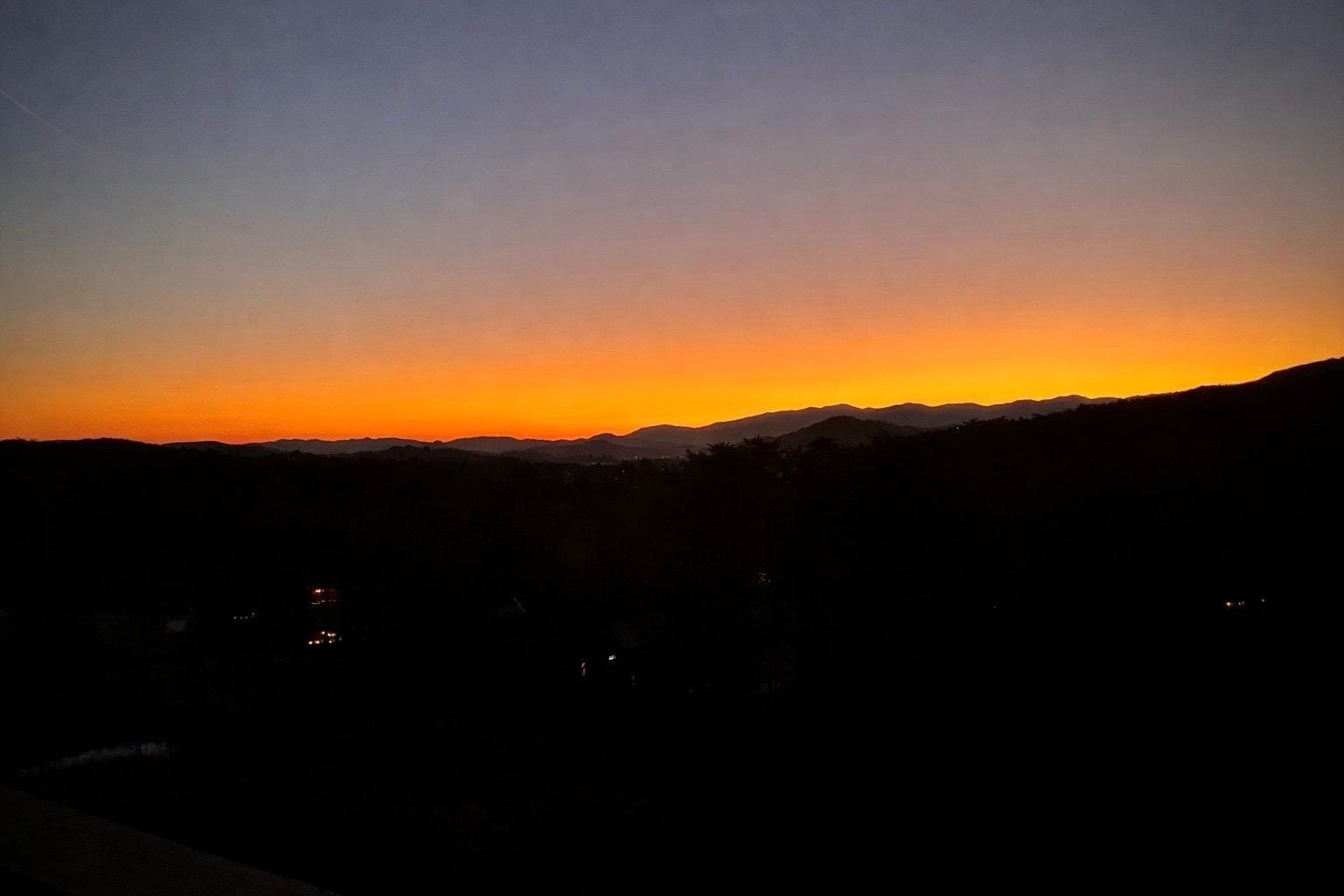 Sunrise from the top deck, which is right outside the living room/kitchen doors. 