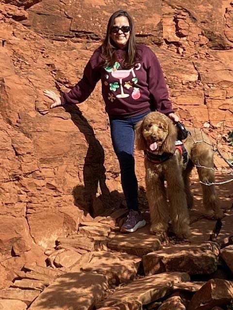 Hiking on trails a few blocks north of VRBO.