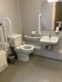 Toilet and sink. You had to squeeze your legs under sink to sit on toilet and kneel on knees to shave face.