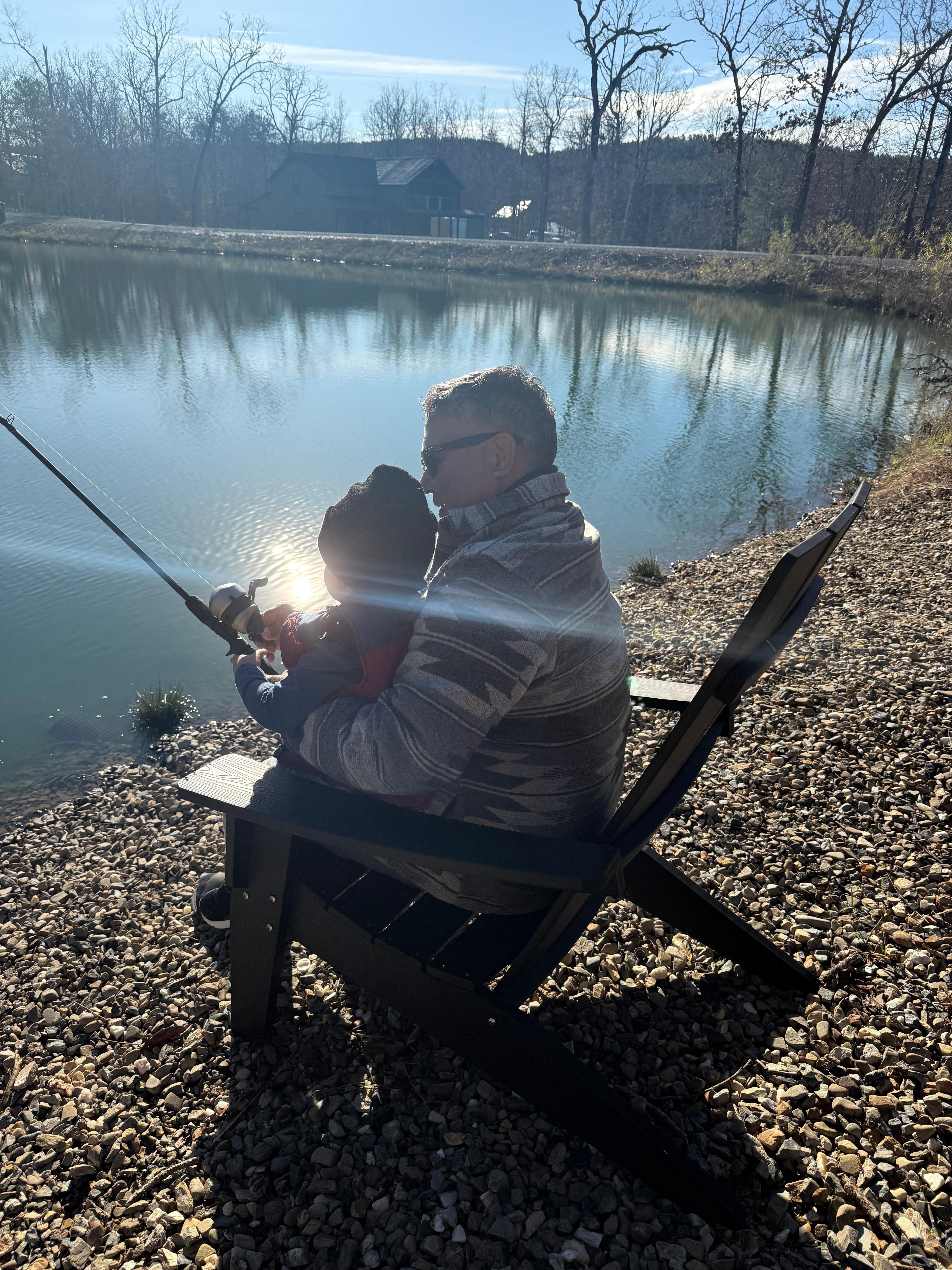 Fishing in the pond! Cabin was stocked with all you need!