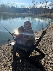 Fishing in the pond! Cabin was stocked with all you need!