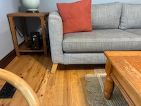 Broken leg on sofa.