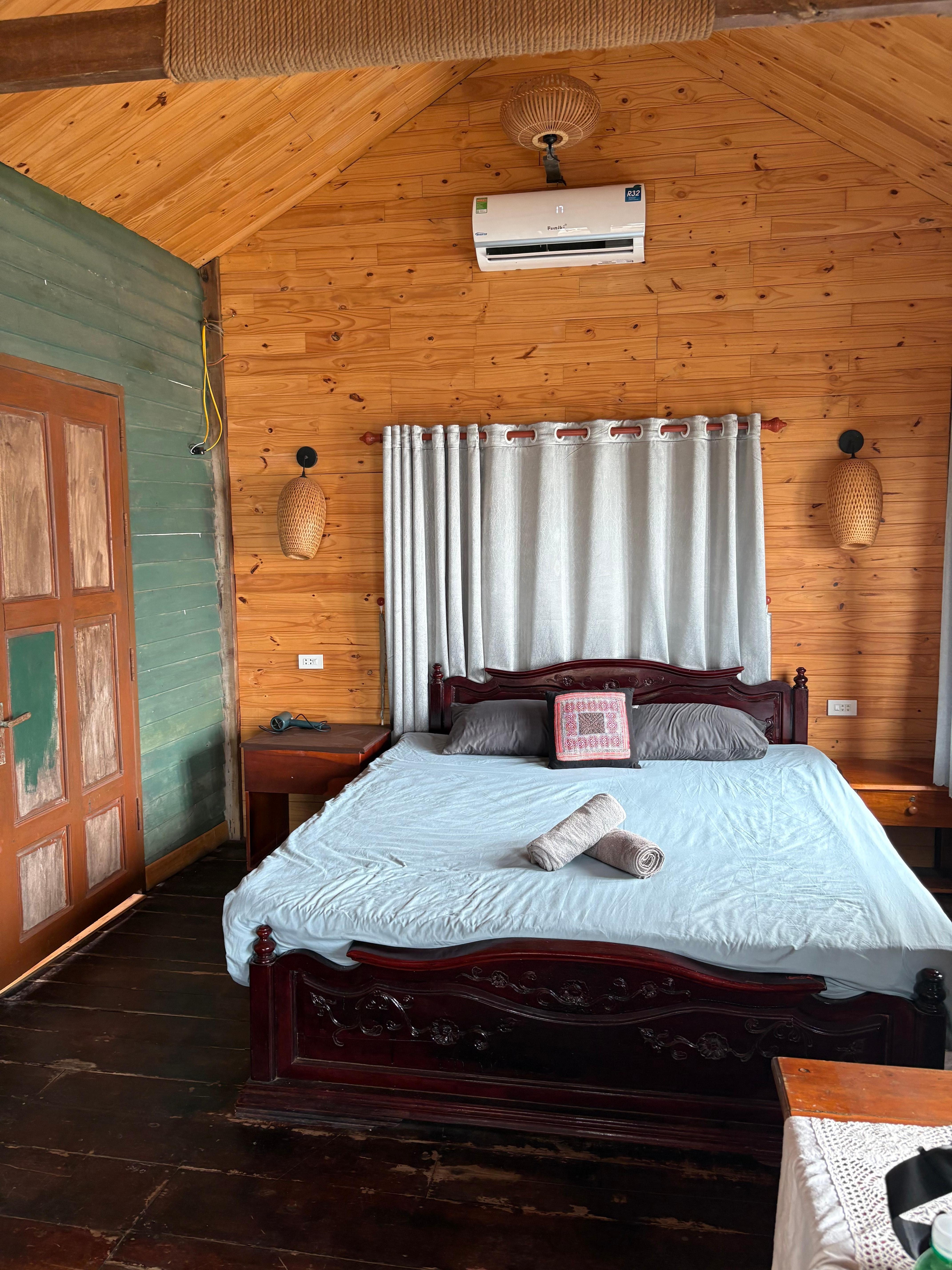 Exposed wires, partially painted doors, generally shabby