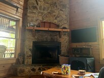 The cozy fireplace