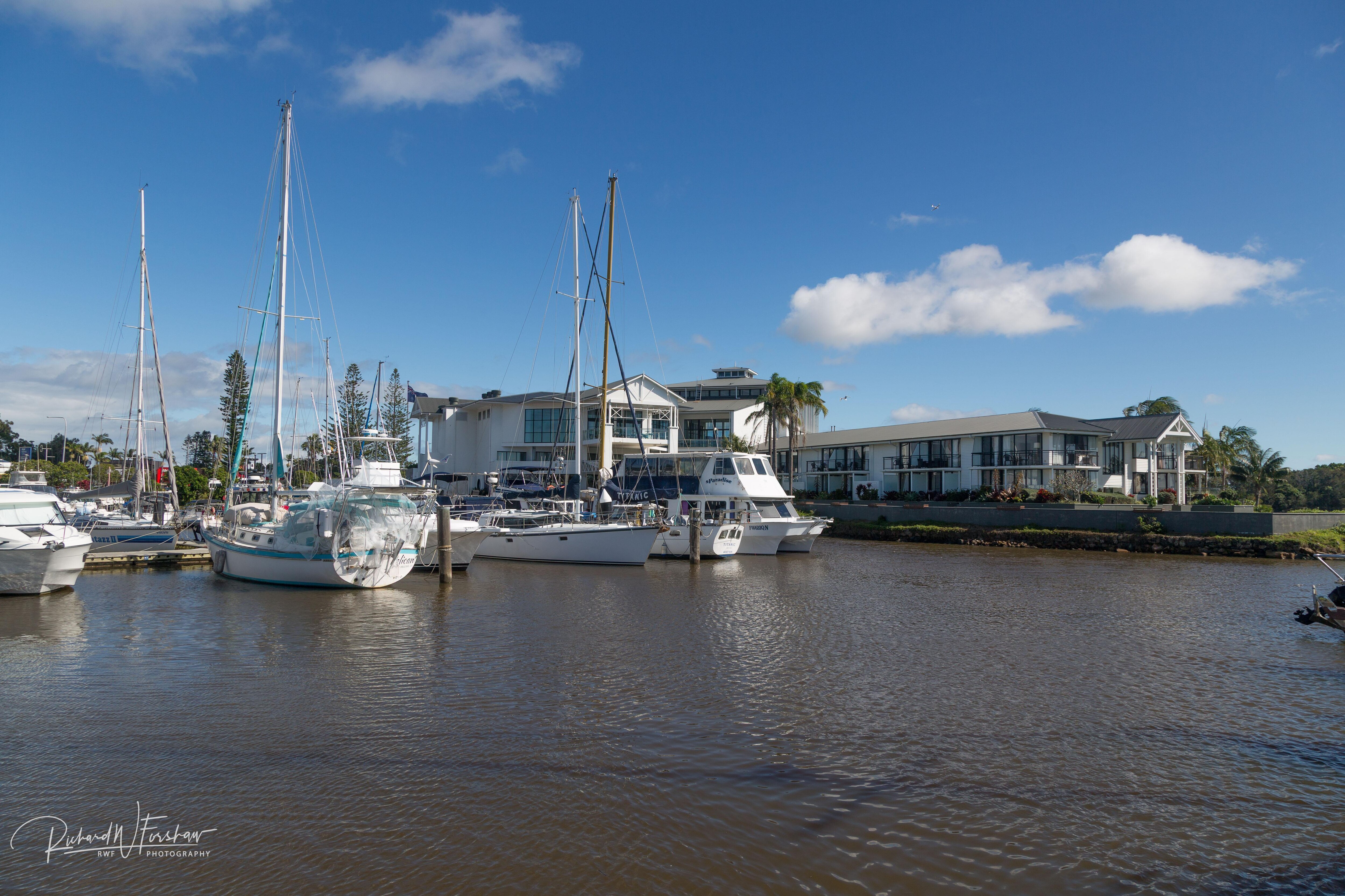 Sails Port Macquarie from across the river
