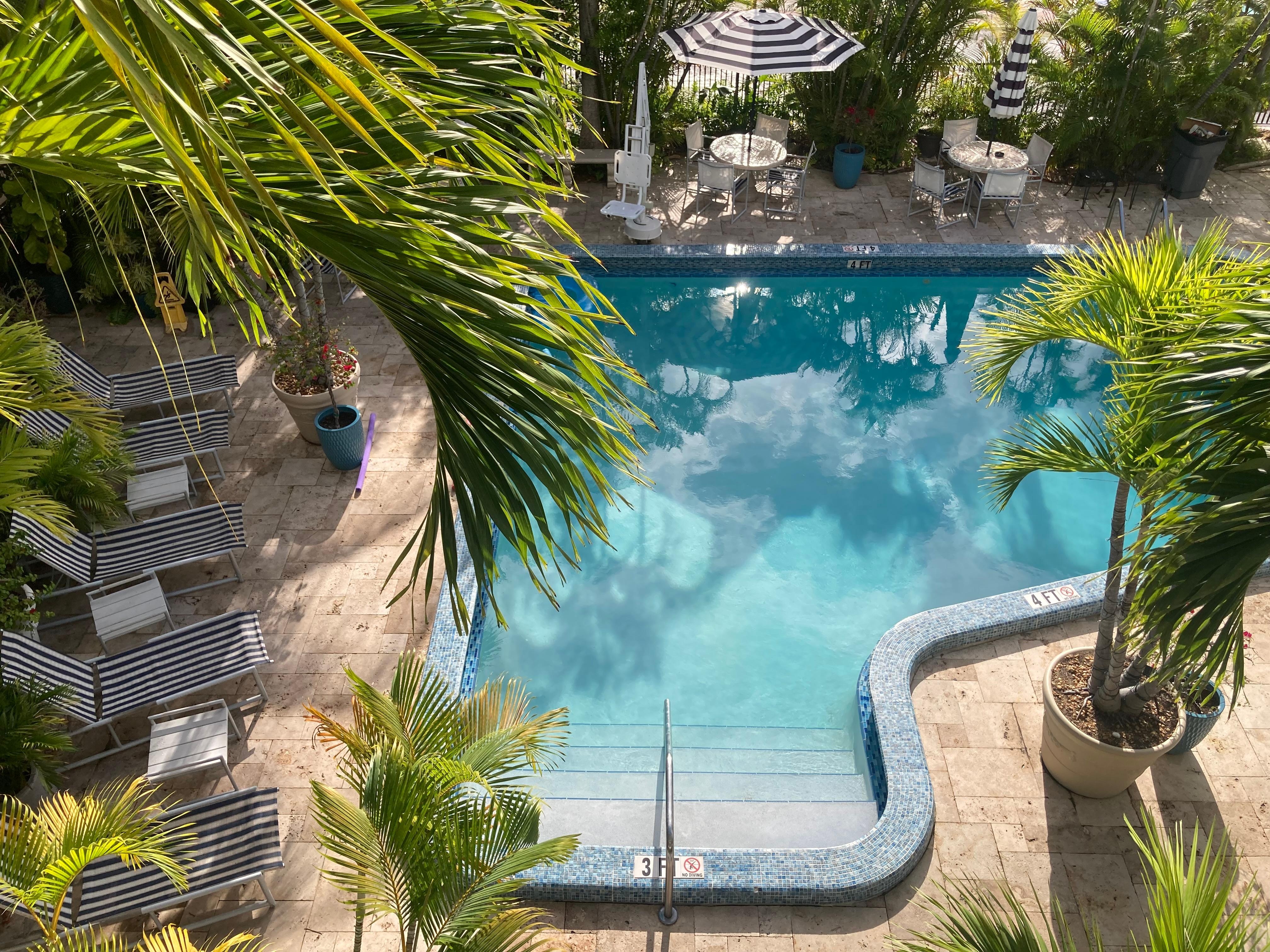 View of pool from our third floor balcony.