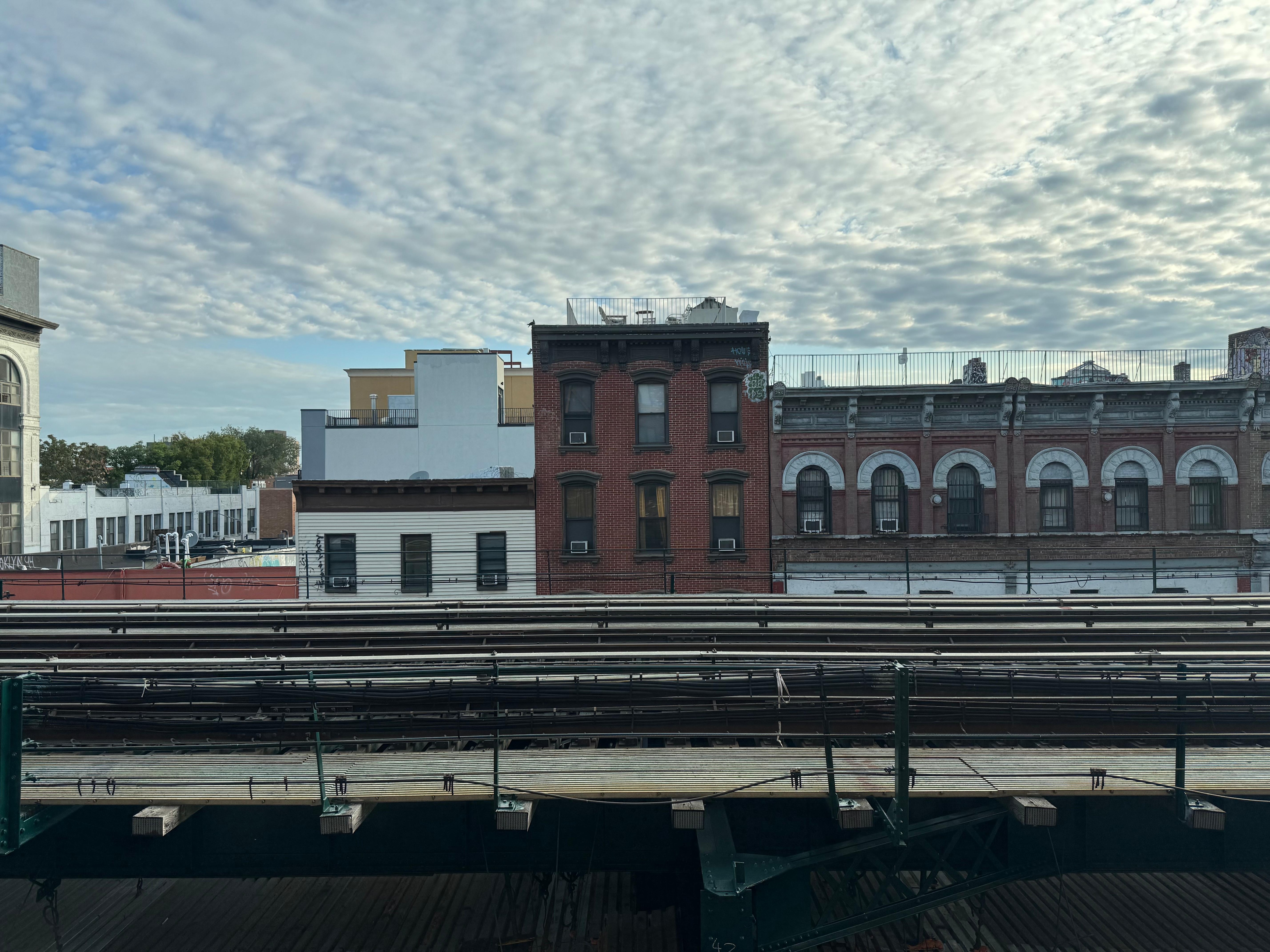View out the window. Train passes every few minutes but you barely hear it. 