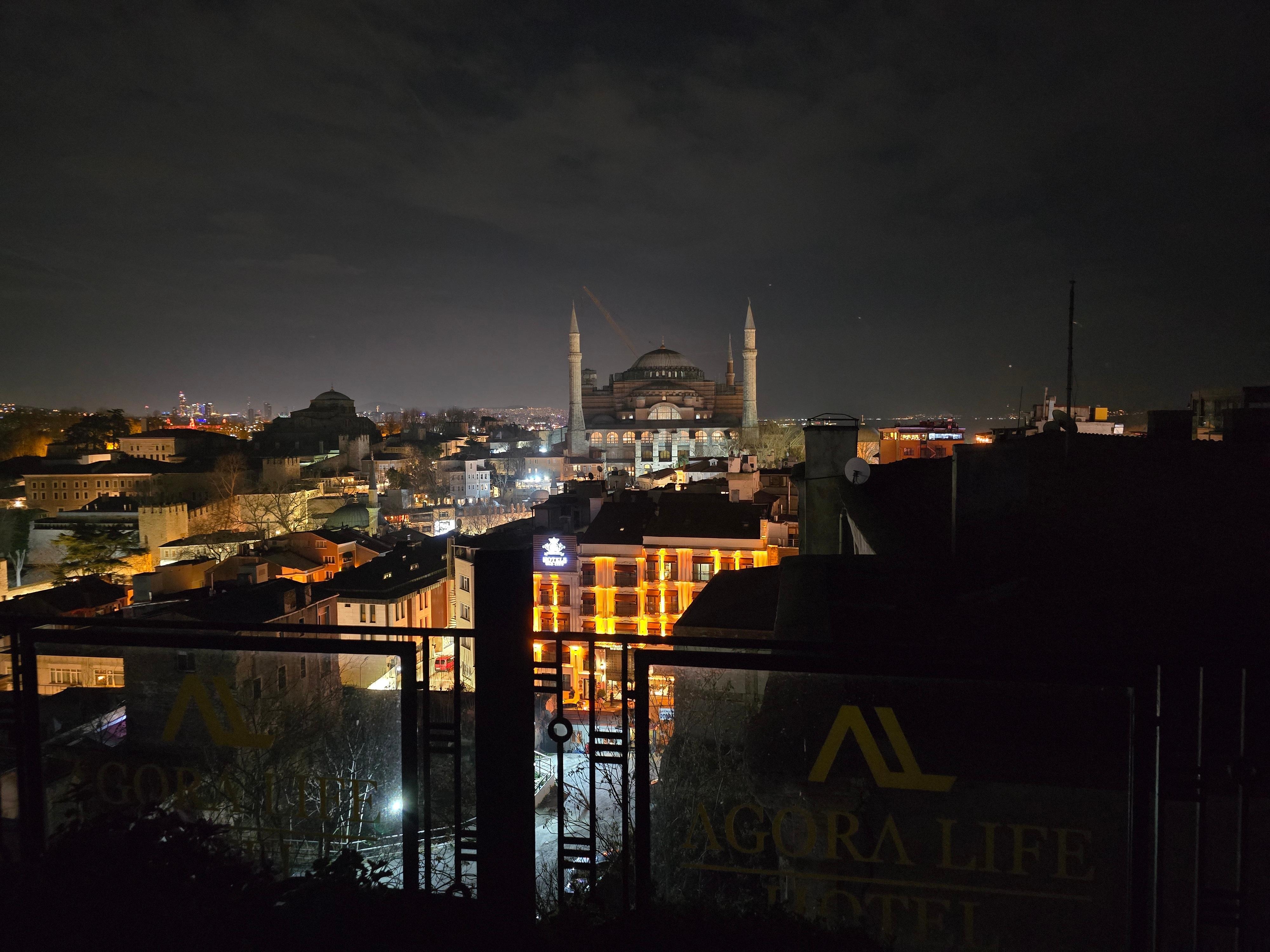 Hagia Sophia from the rooftop top, my first night there.