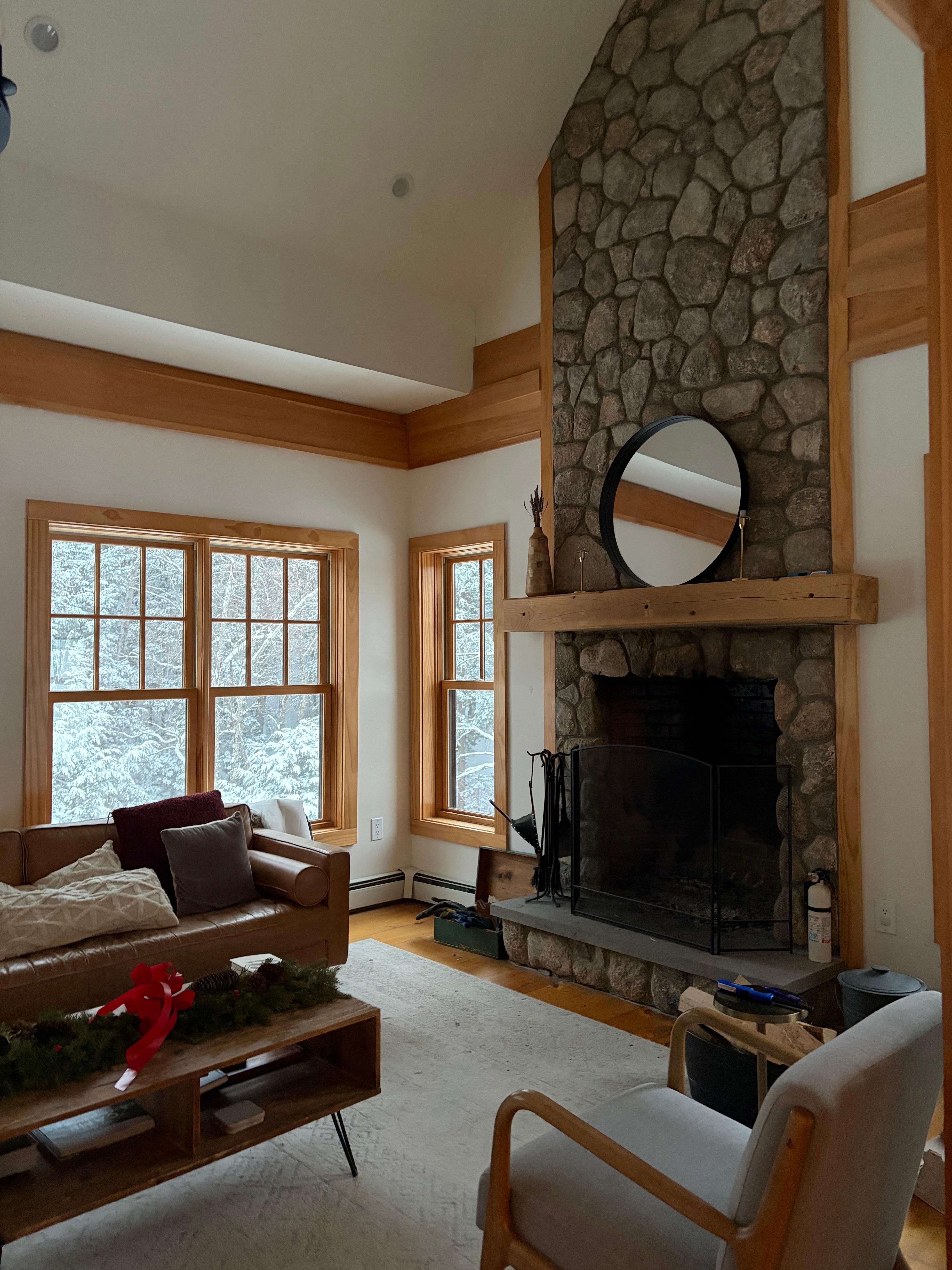 Big fireplace with plenty of firewood provided.
